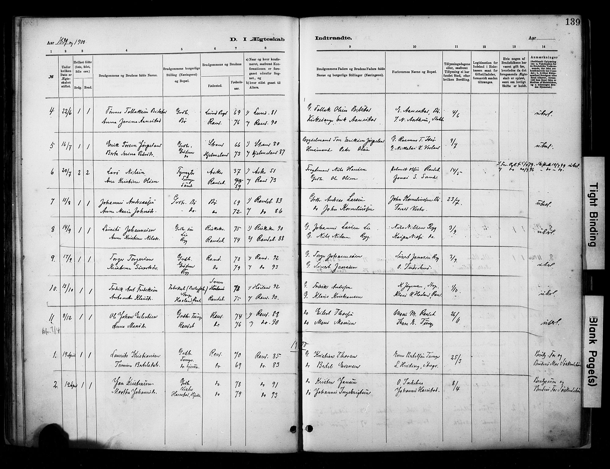 Hetland sokneprestkontor, SAST/A-101826/30/30BA/L0009: Parish register (official) no. A 9, 1882-1918, p. 139