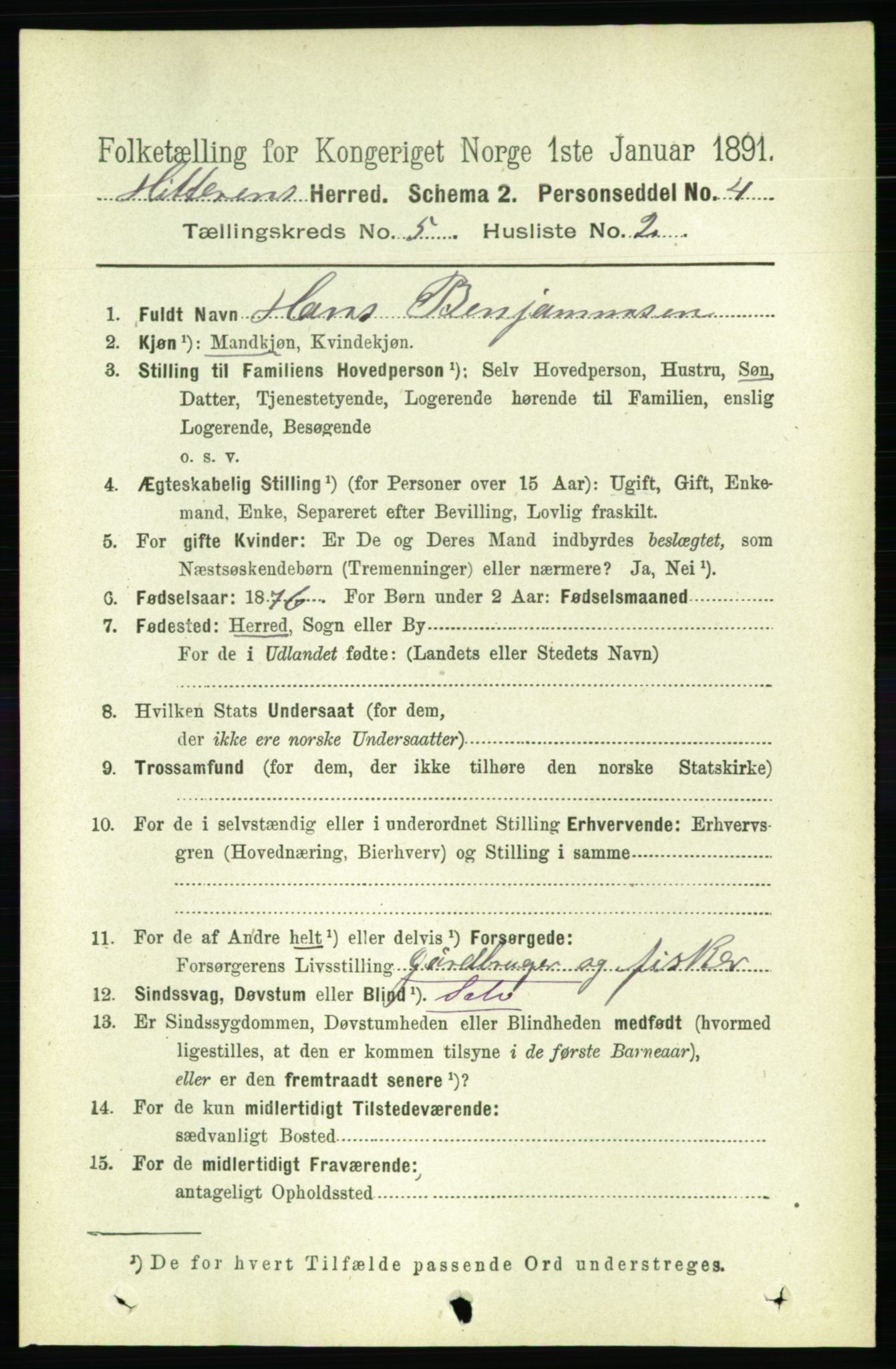 RA, 1891 census for 1617 Hitra, 1891, p. 900