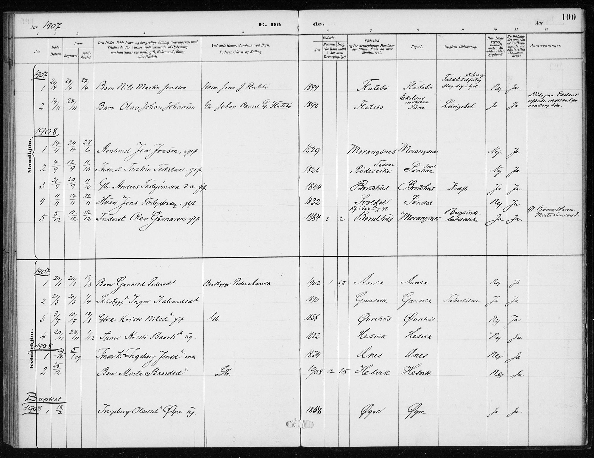 Kvinnherad sokneprestembete, SAB/A-76401/H/Haa: Parish register (official) no. F 1, 1887-1912, p. 100