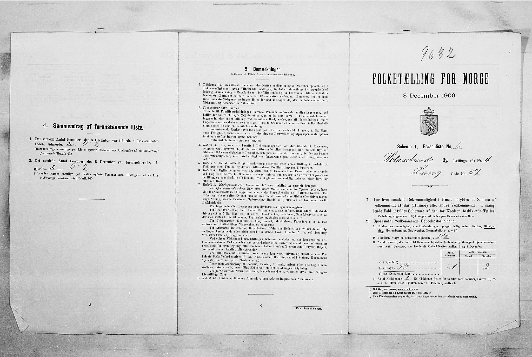 RA, 1900 census for Holmestrand, 1900, p. 850