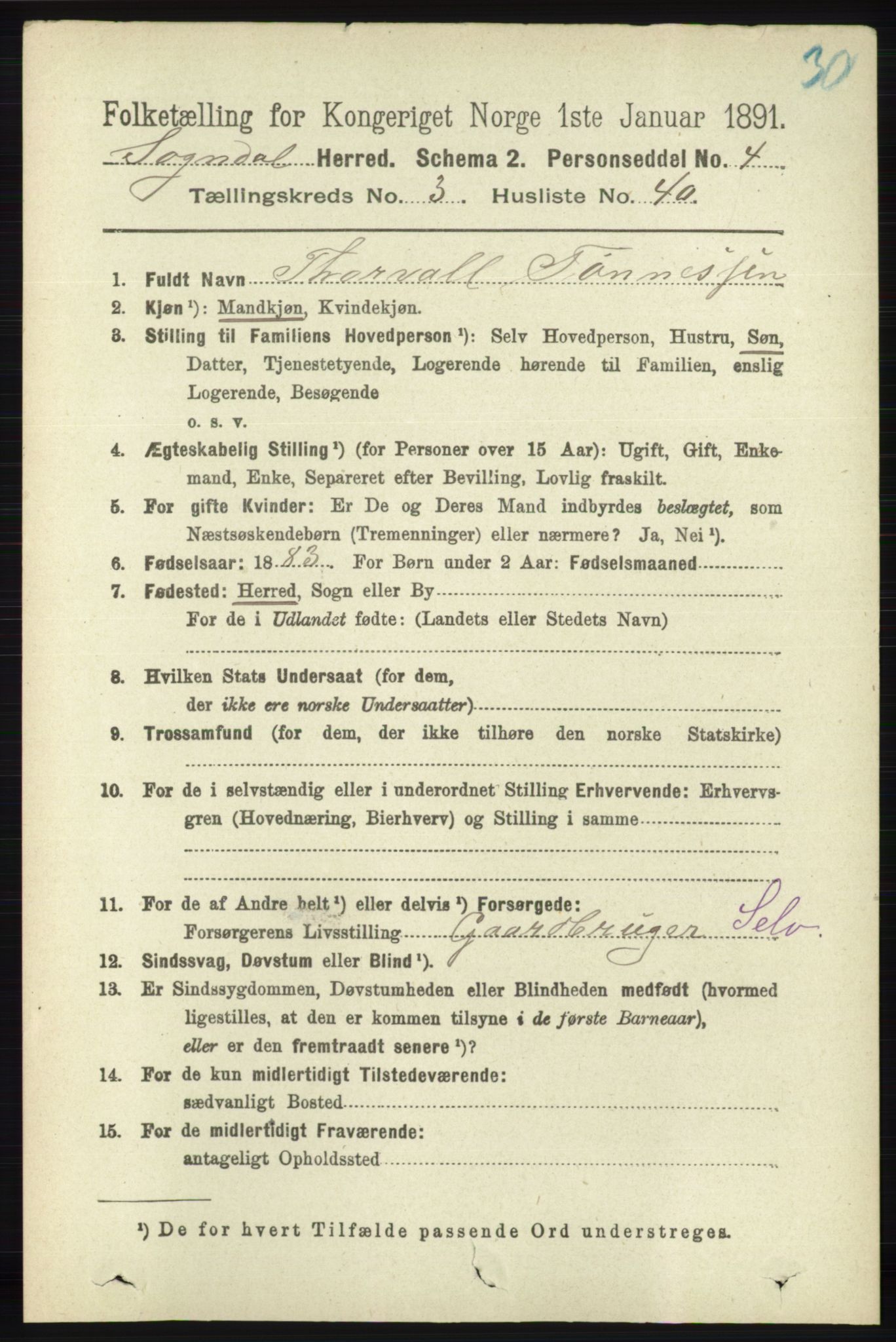 RA, 1891 census for 1111 Sokndal, 1891, p. 942