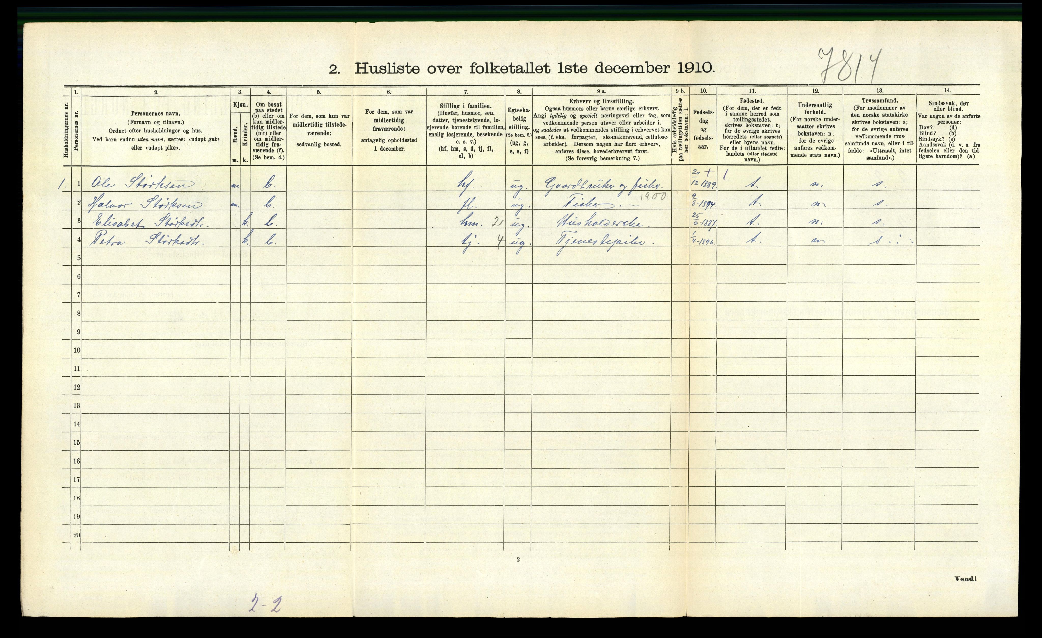 RA, 1910 census for Finnås, 1910, p. 639