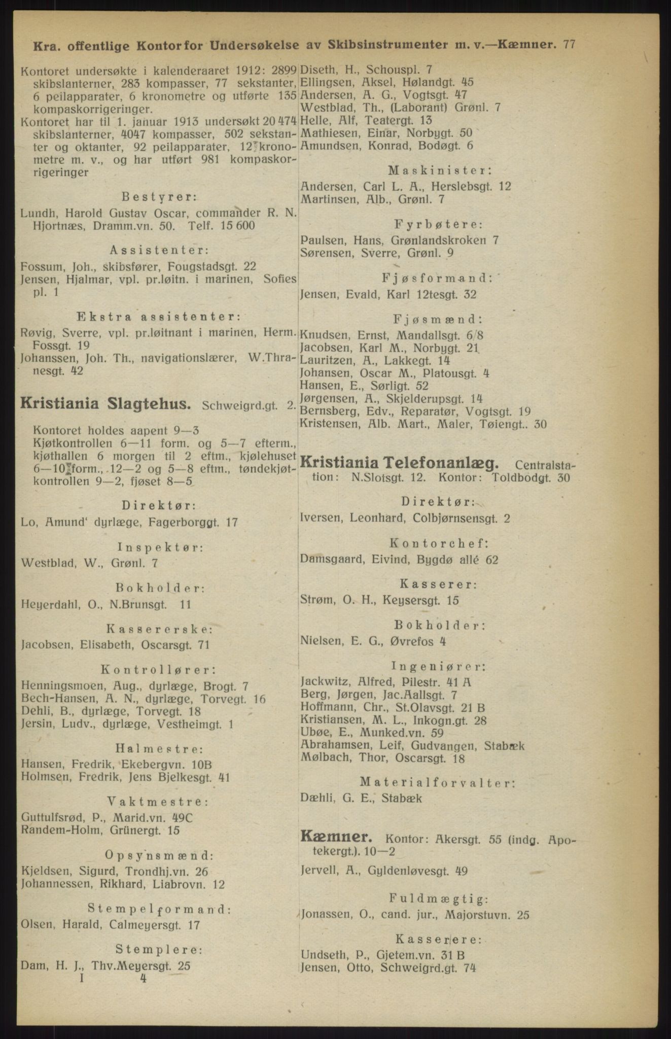 Kristiania/Oslo adressebok, PUBL/-, 1914, p. 77