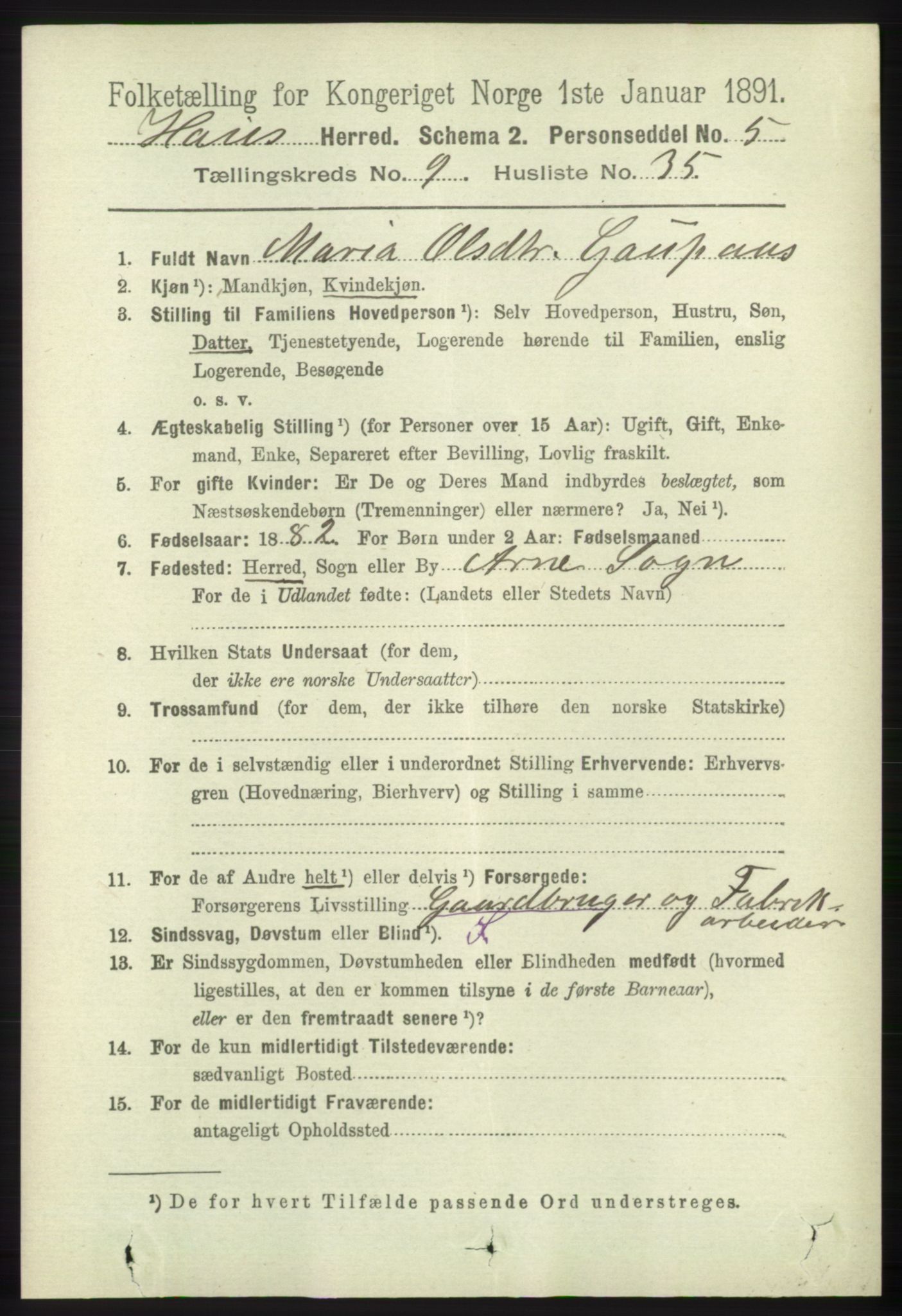 RA, 1891 census for 1250 Haus, 1891, p. 4076