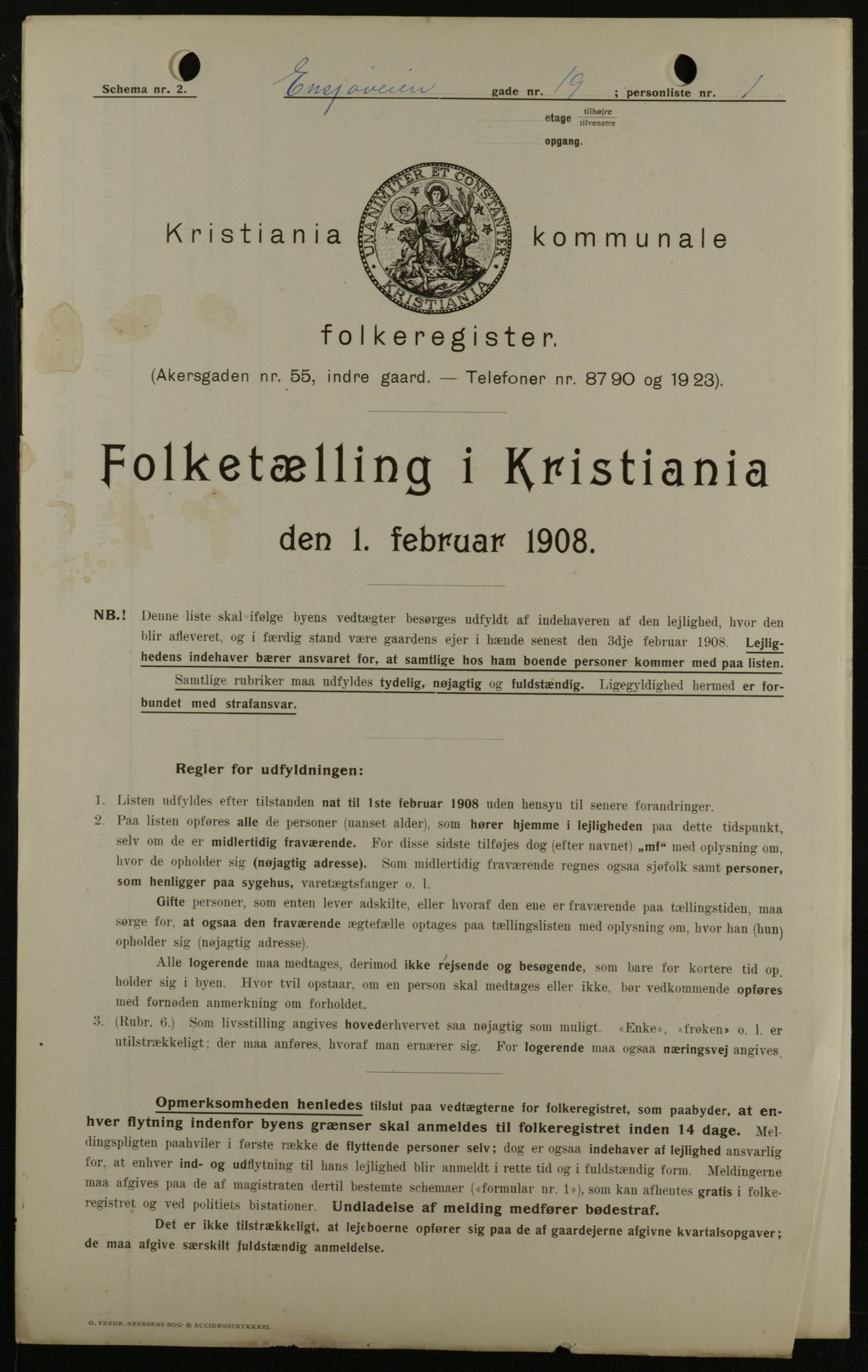 OBA, Municipal Census 1908 for Kristiania, 1908, p. 20012