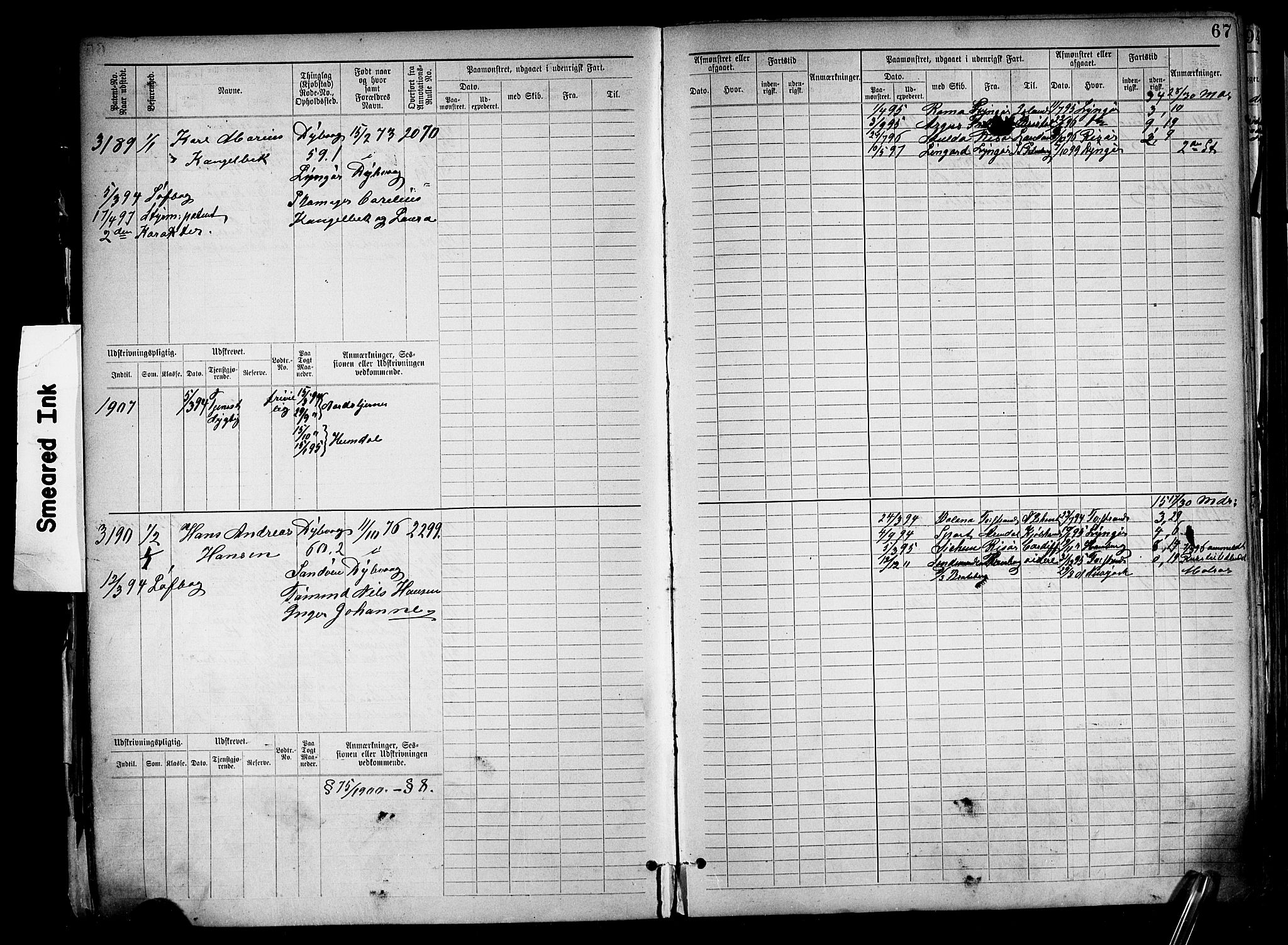 Tvedestrand mønstringskrets, AV/SAK-2031-0011/F/Fb/L0019: Hovedrulle nr 3057-3818, U-35, 1892-1906, p. 71