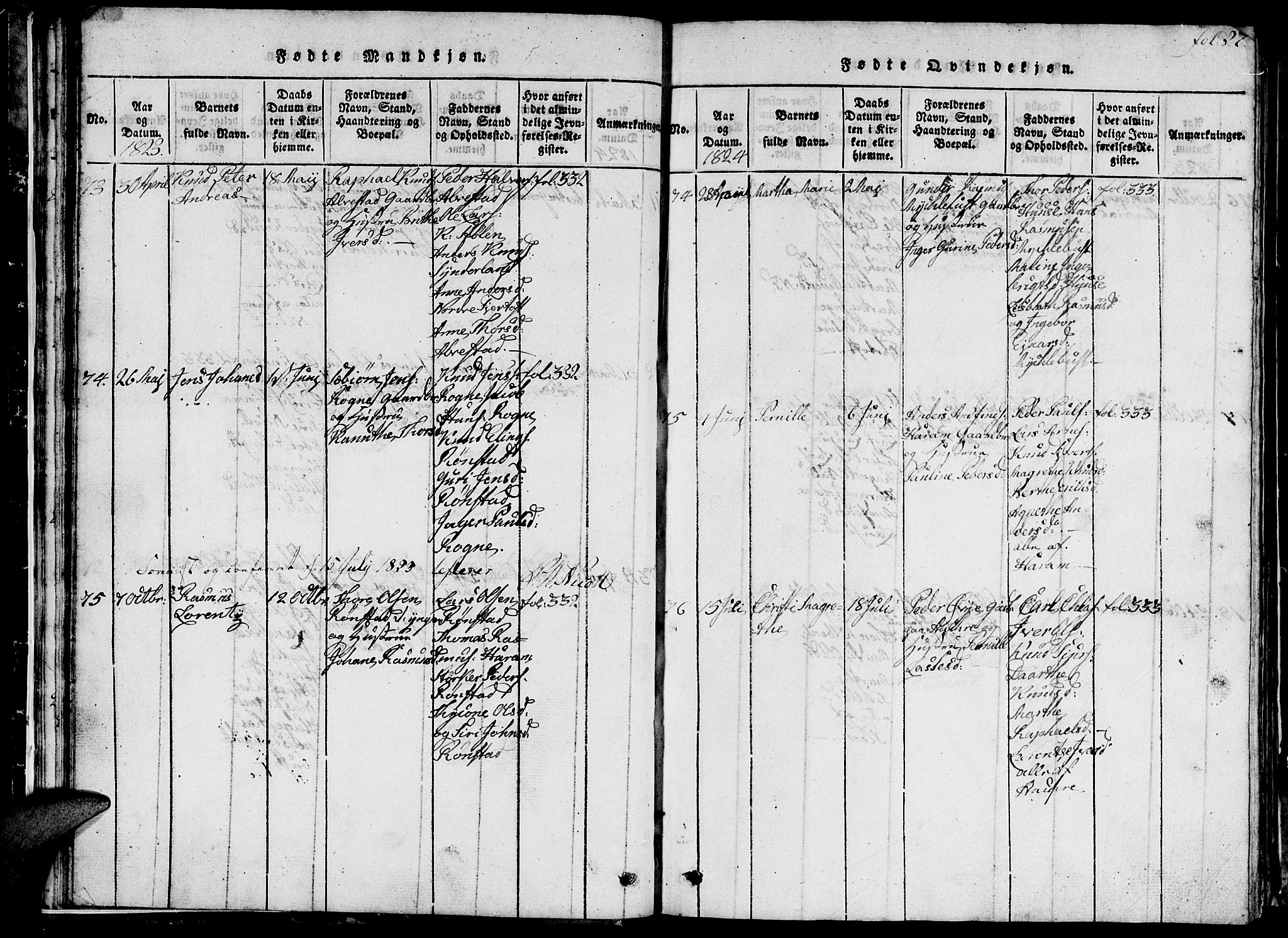 Ministerialprotokoller, klokkerbøker og fødselsregistre - Møre og Romsdal, AV/SAT-A-1454/536/L0506: Parish register (copy) no. 536C01, 1818-1859, p. 27