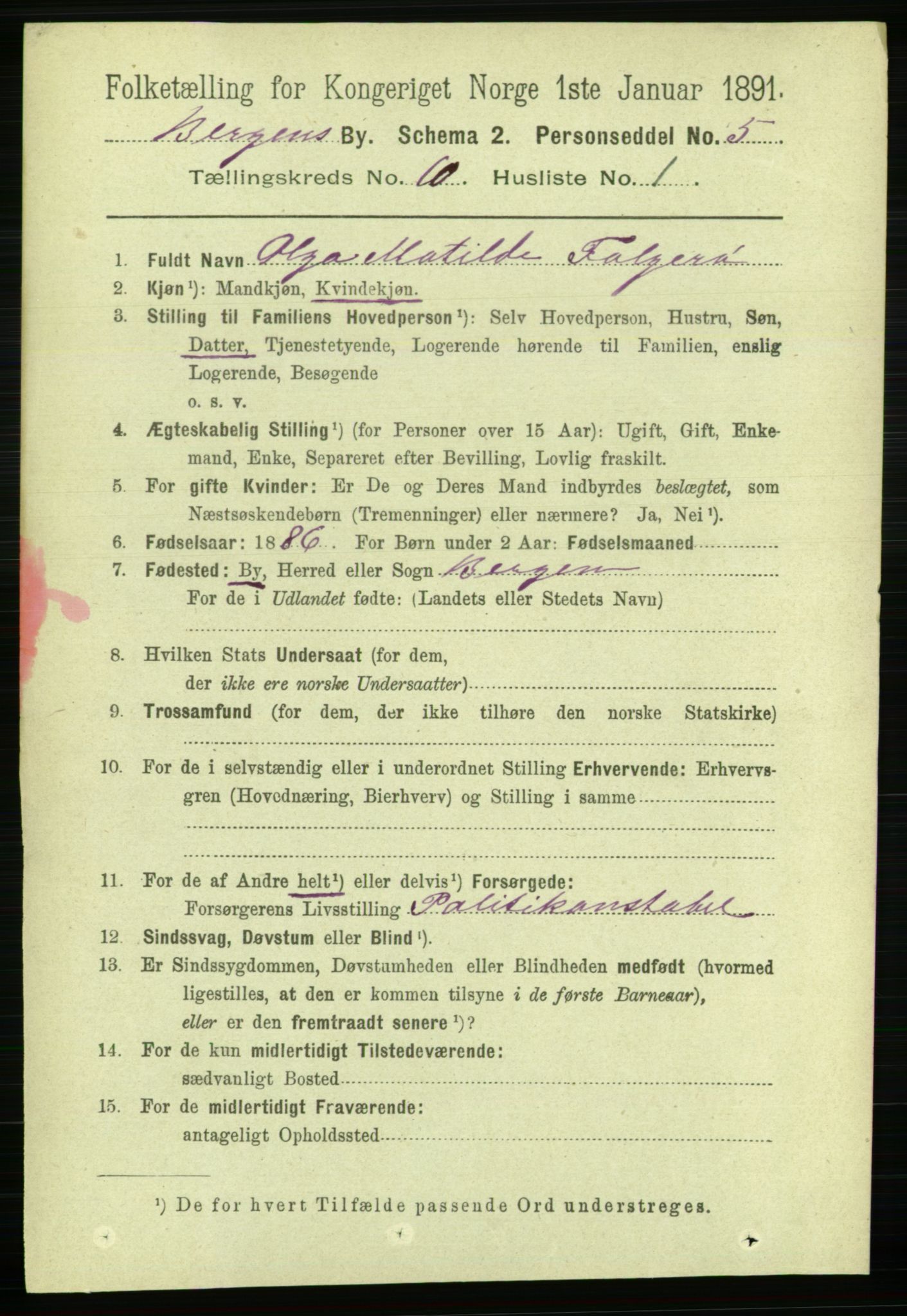 RA, 1891 Census for 1301 Bergen, 1891, p. 18823