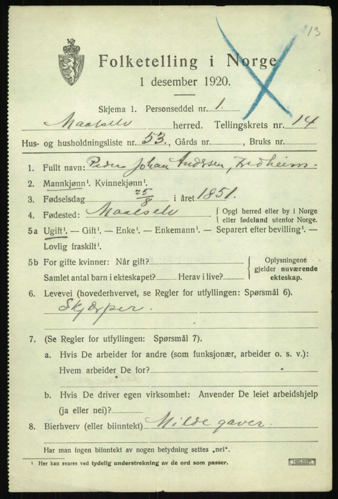 SATØ, 1920 census for Målselv, 1920, p. 7621