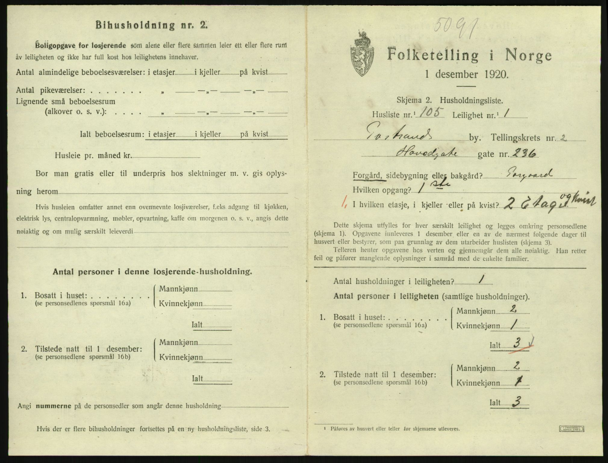 SAK, 1920 census for Tvedestrand, 1920, p. 1201