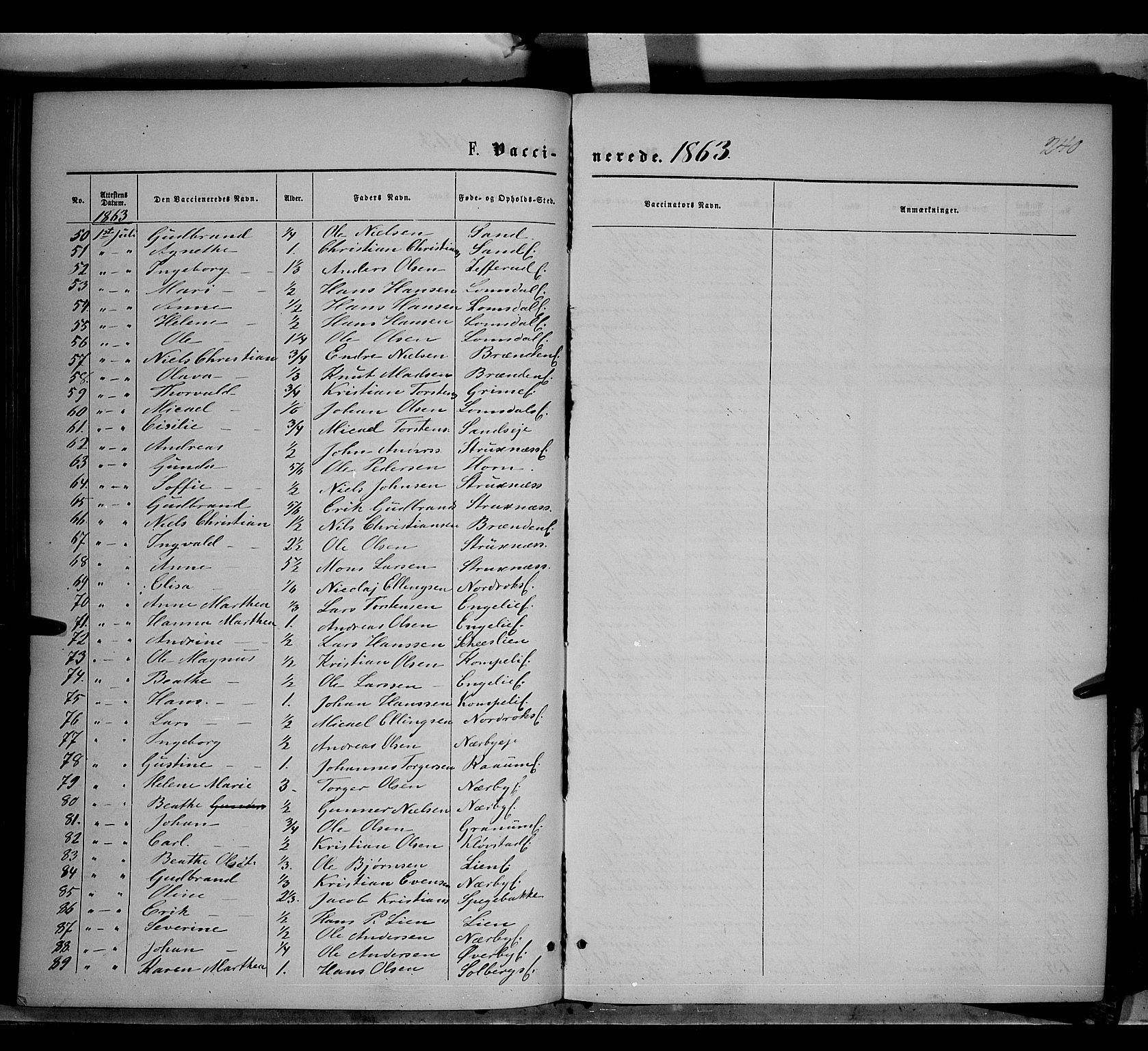 Søndre Land prestekontor, AV/SAH-PREST-122/K/L0001: Parish register (official) no. 1, 1860-1877, p. 240