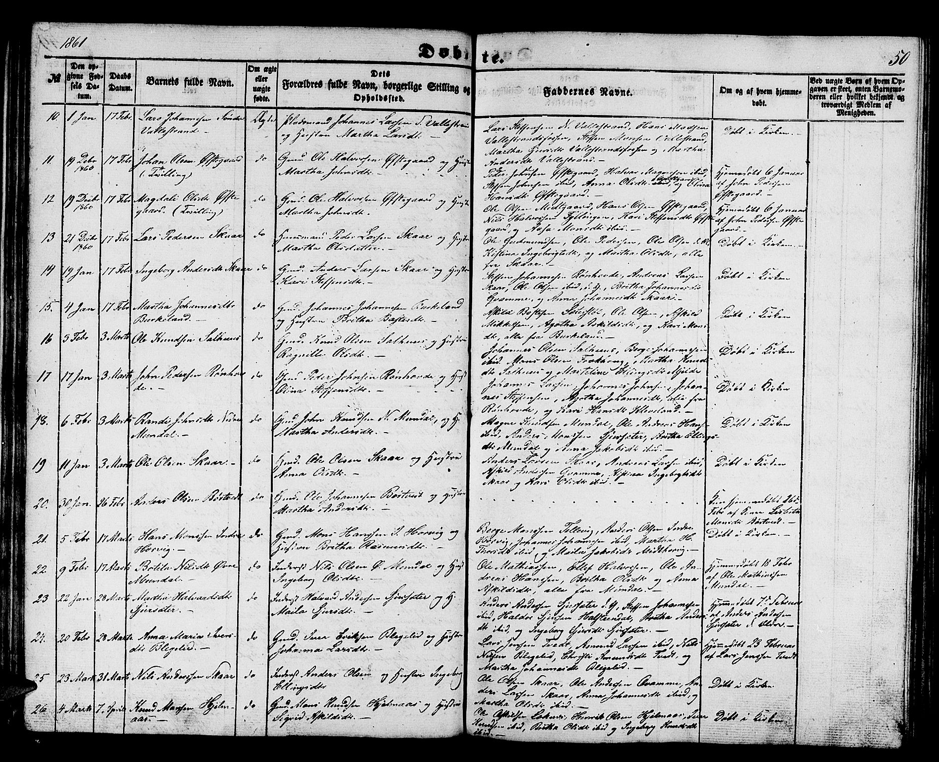 Hamre sokneprestembete, SAB/A-75501/H/Ha/Hab: Parish register (copy) no. B 1, 1852-1863, p. 50
