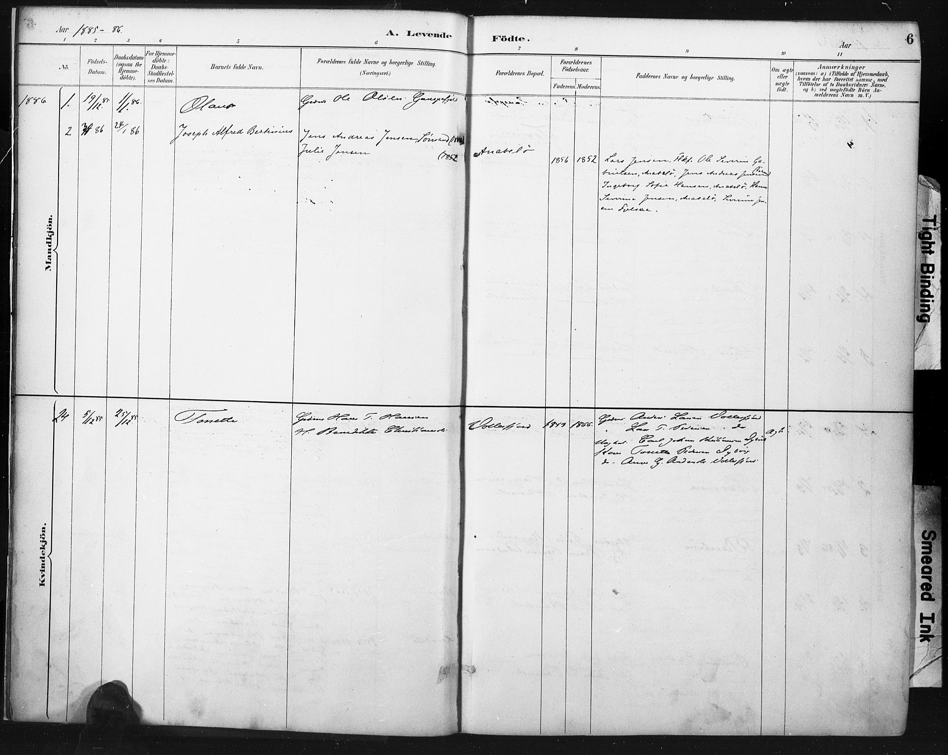 Flekkefjord sokneprestkontor, SAK/1111-0012/F/Fa/Fac/L0008: Parish register (official) no. A 8, 1885-1898, p. 6