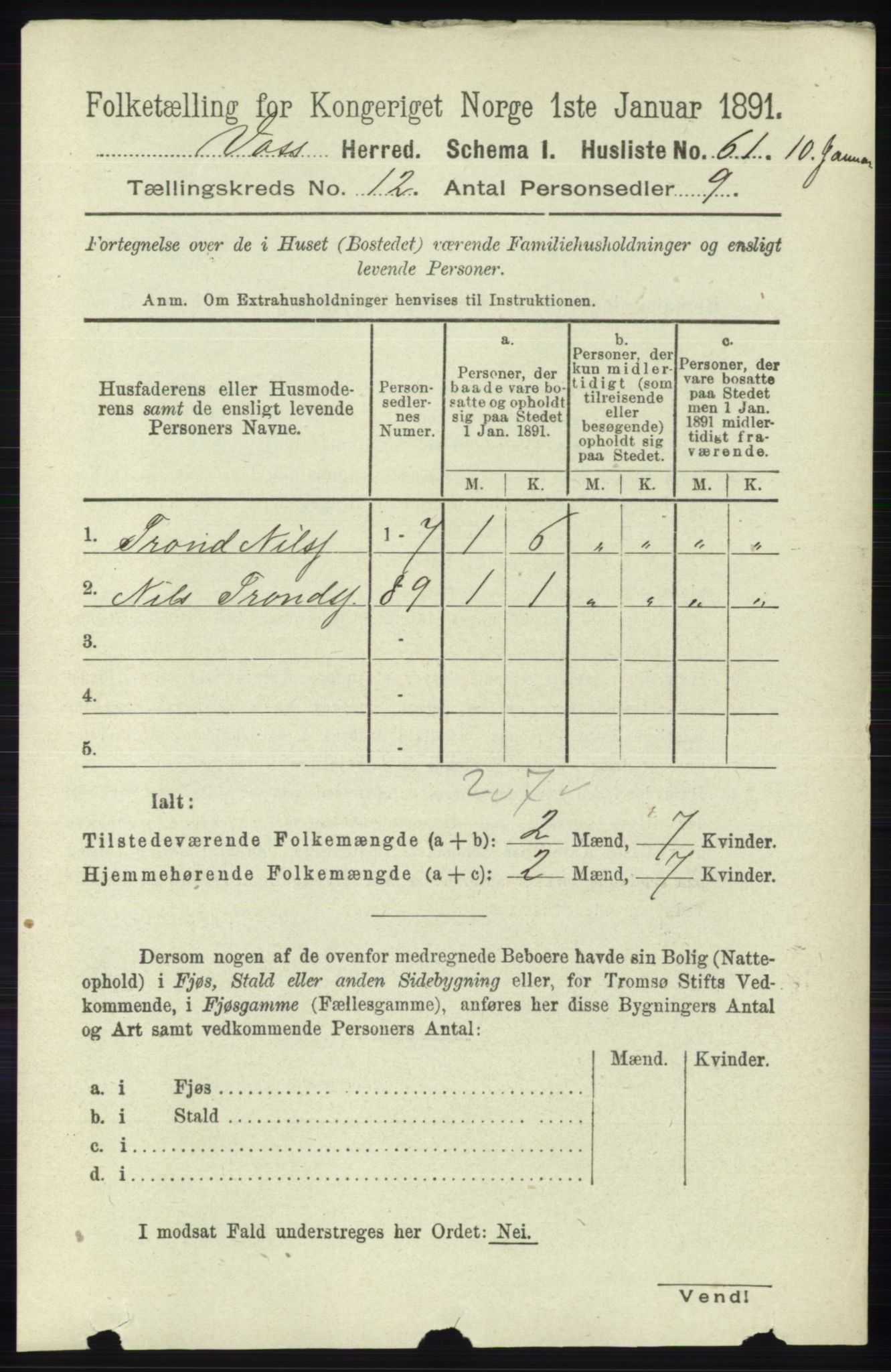 RA, 1891 census for 1235 Voss, 1891, p. 6478