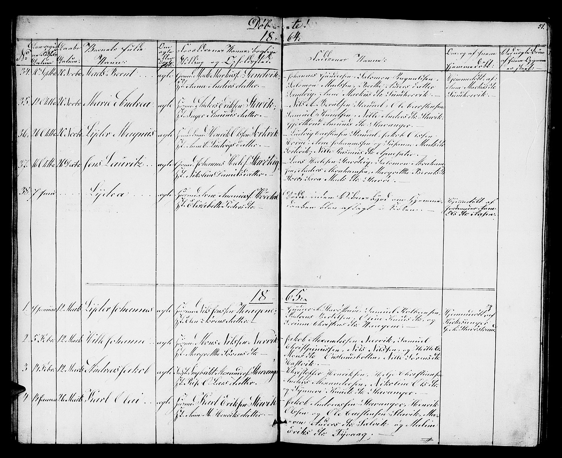 Kinn sokneprestembete, SAB/A-80801/H/Hab/Habc/L0001: Parish register (copy) no. C 1, 1854-1868, p. 51
