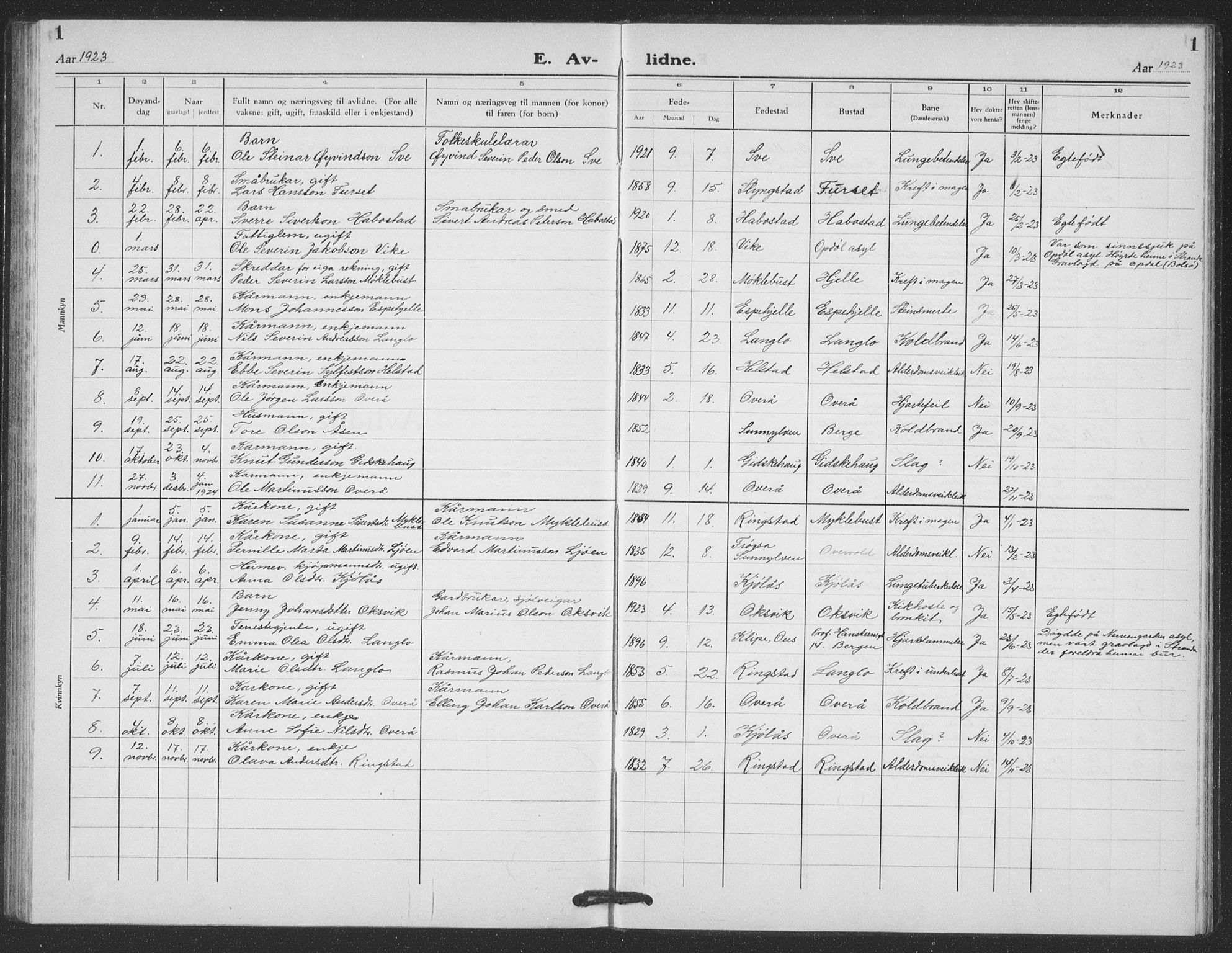 Ministerialprotokoller, klokkerbøker og fødselsregistre - Møre og Romsdal, SAT/A-1454/520/L0294: Parish register (copy) no. 520C06, 1923-1938, p. 1