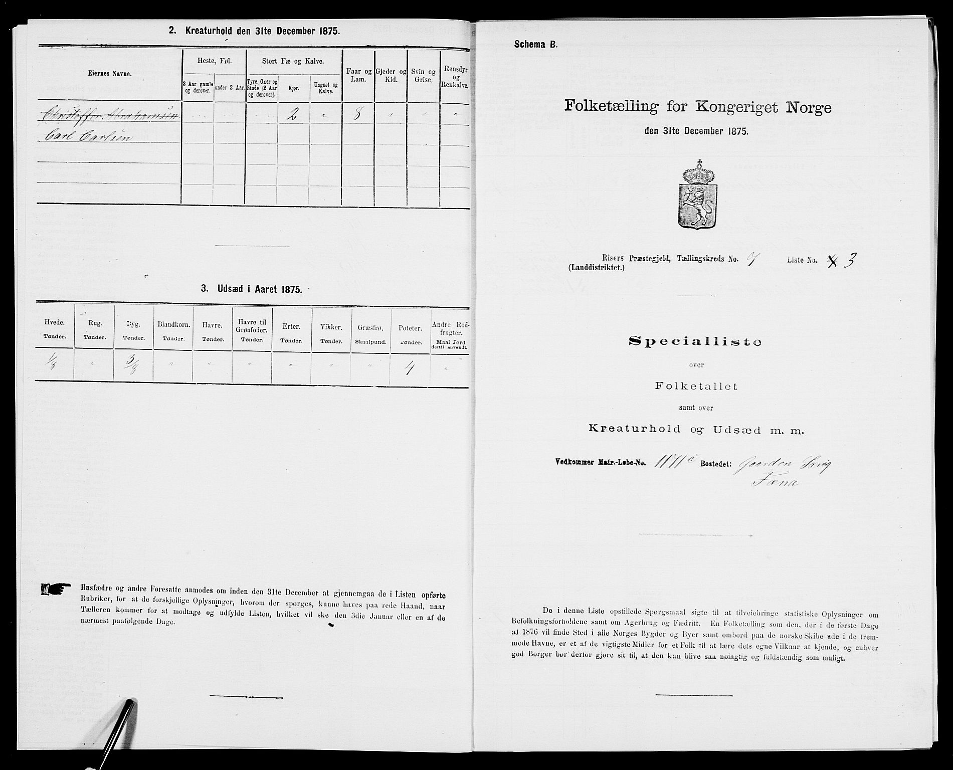 SAK, 1875 census for 0913L Risør/Søndeled, 1875, p. 1040