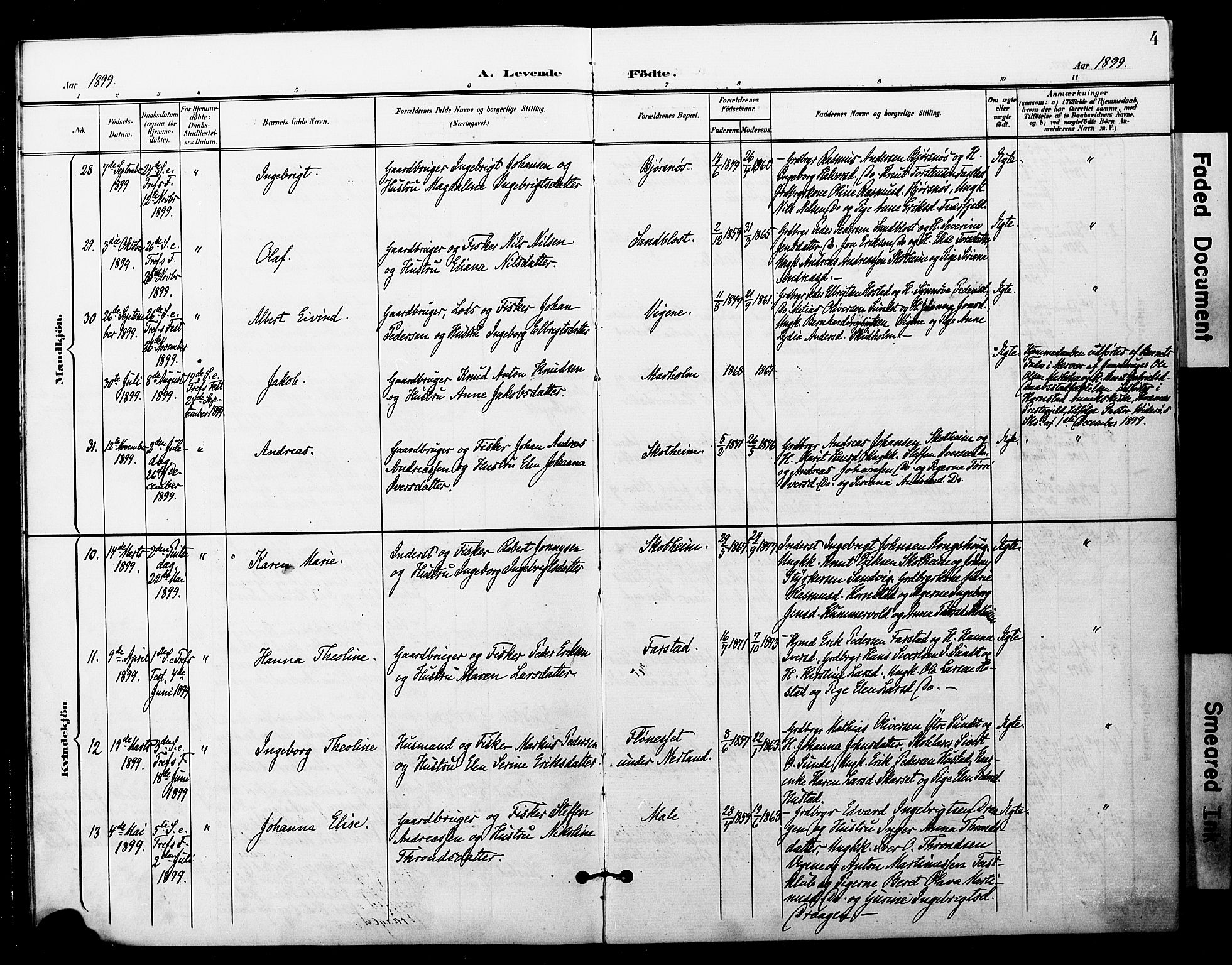 Ministerialprotokoller, klokkerbøker og fødselsregistre - Møre og Romsdal, AV/SAT-A-1454/567/L0779: Parish register (official) no. 567A02, 1898-1902, p. 4