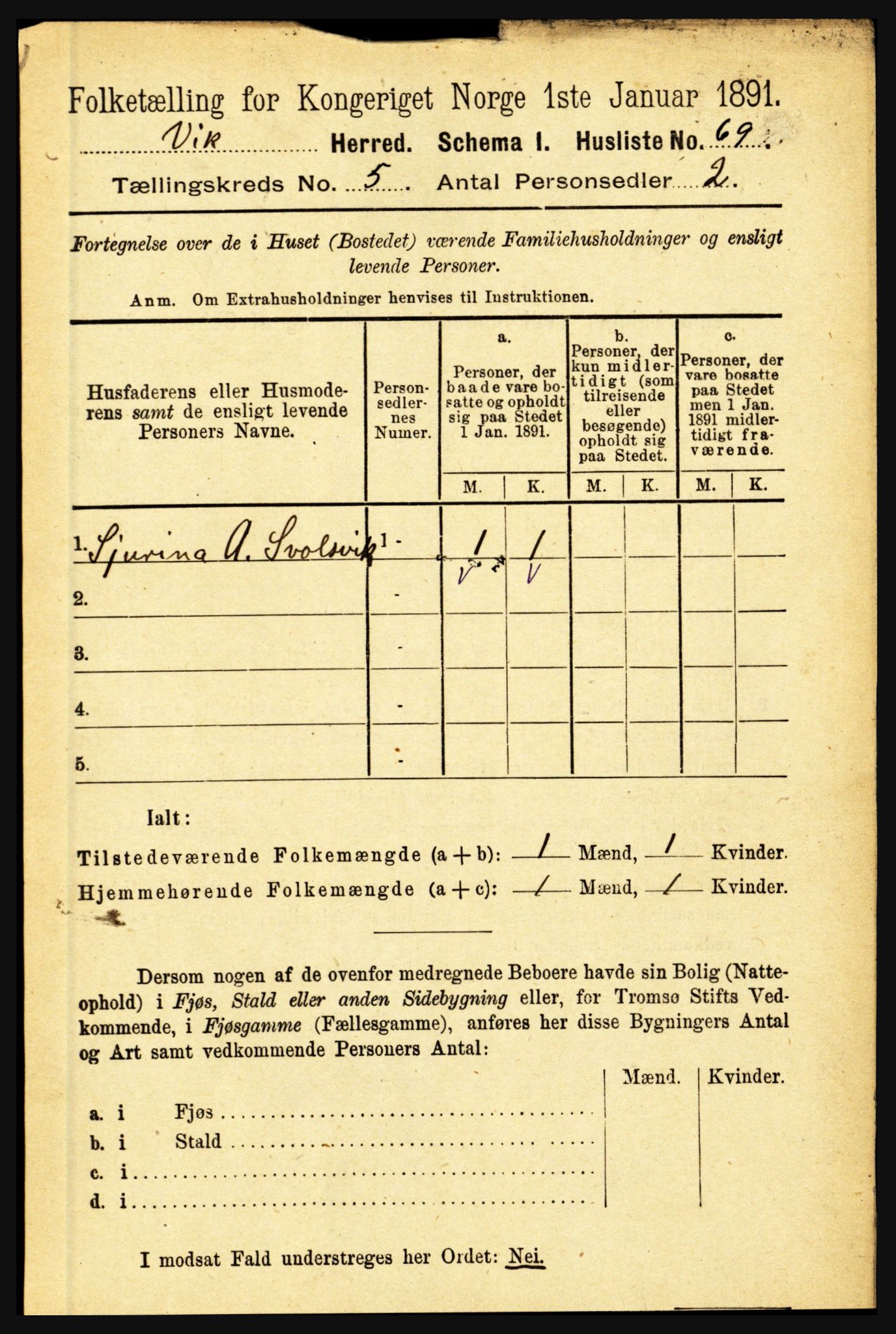 RA, 1891 census for 1417 Vik, 1891, p. 2353