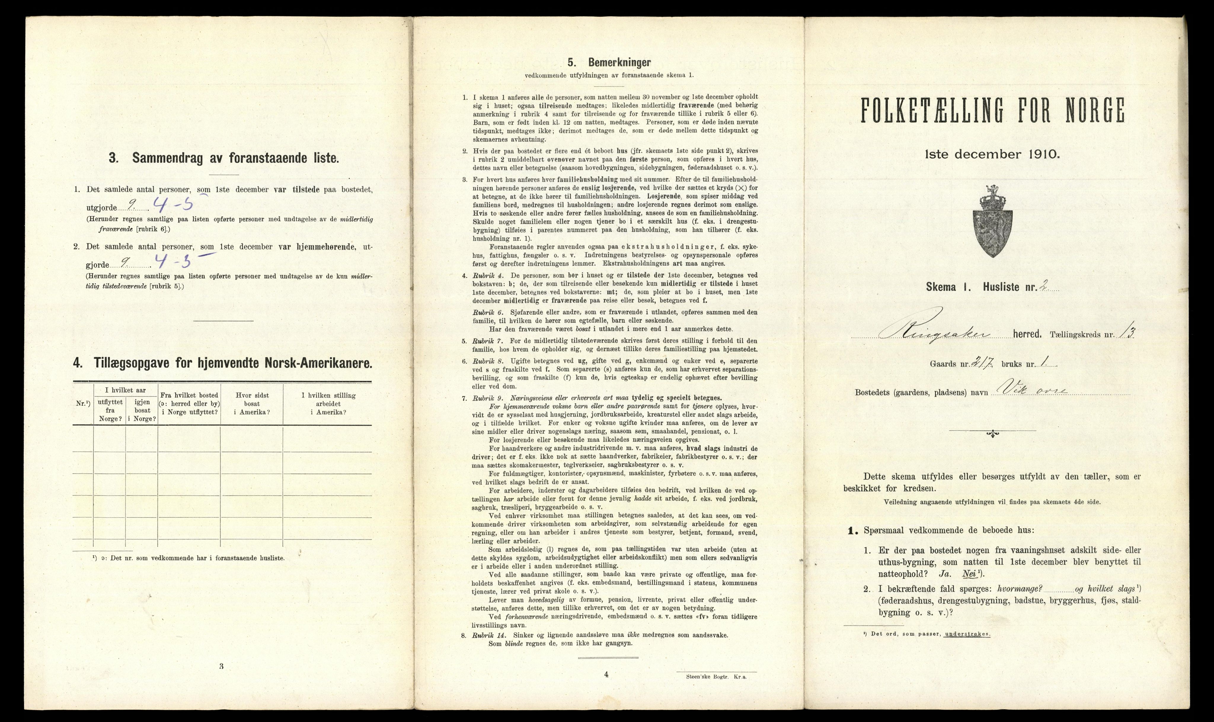 RA, 1910 census for Ringsaker, 1910, p. 2537