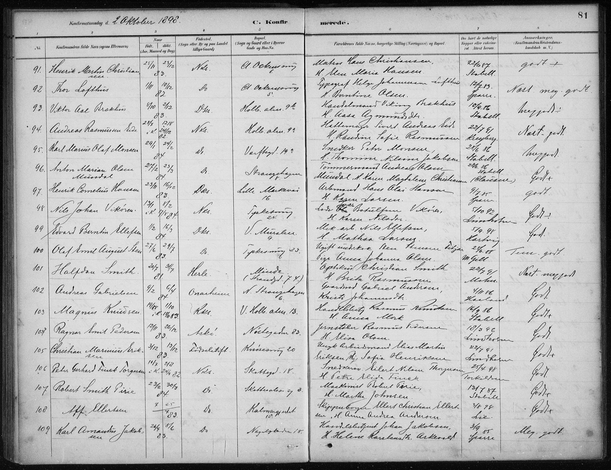 Nykirken Sokneprestembete, AV/SAB-A-77101/H/Haa/L0027: Parish register (official) no. C 6, 1886-1913, p. 81