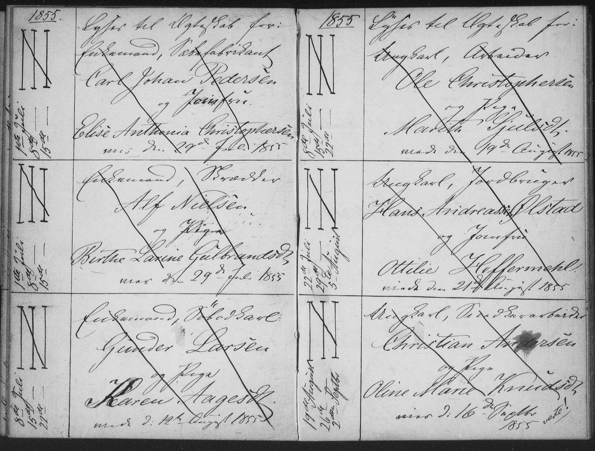 Bragernes kirkebøker, AV/SAKO-A-6/H/Ha/L0003: Banns register no. 3, 1854-1859