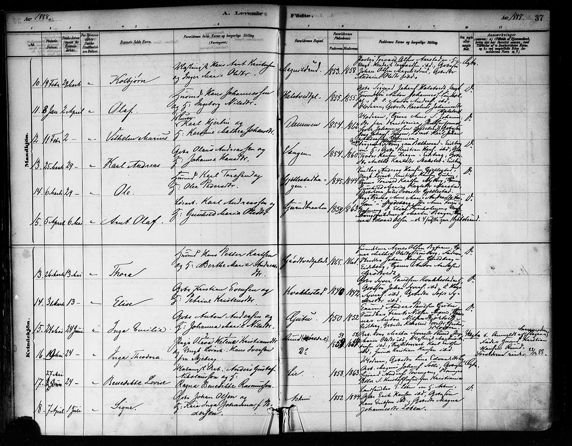 Askim prestekontor Kirkebøker, AV/SAO-A-10900/F/Fa/L0007: Parish register (official) no. 7, 1882-1897, p. 37