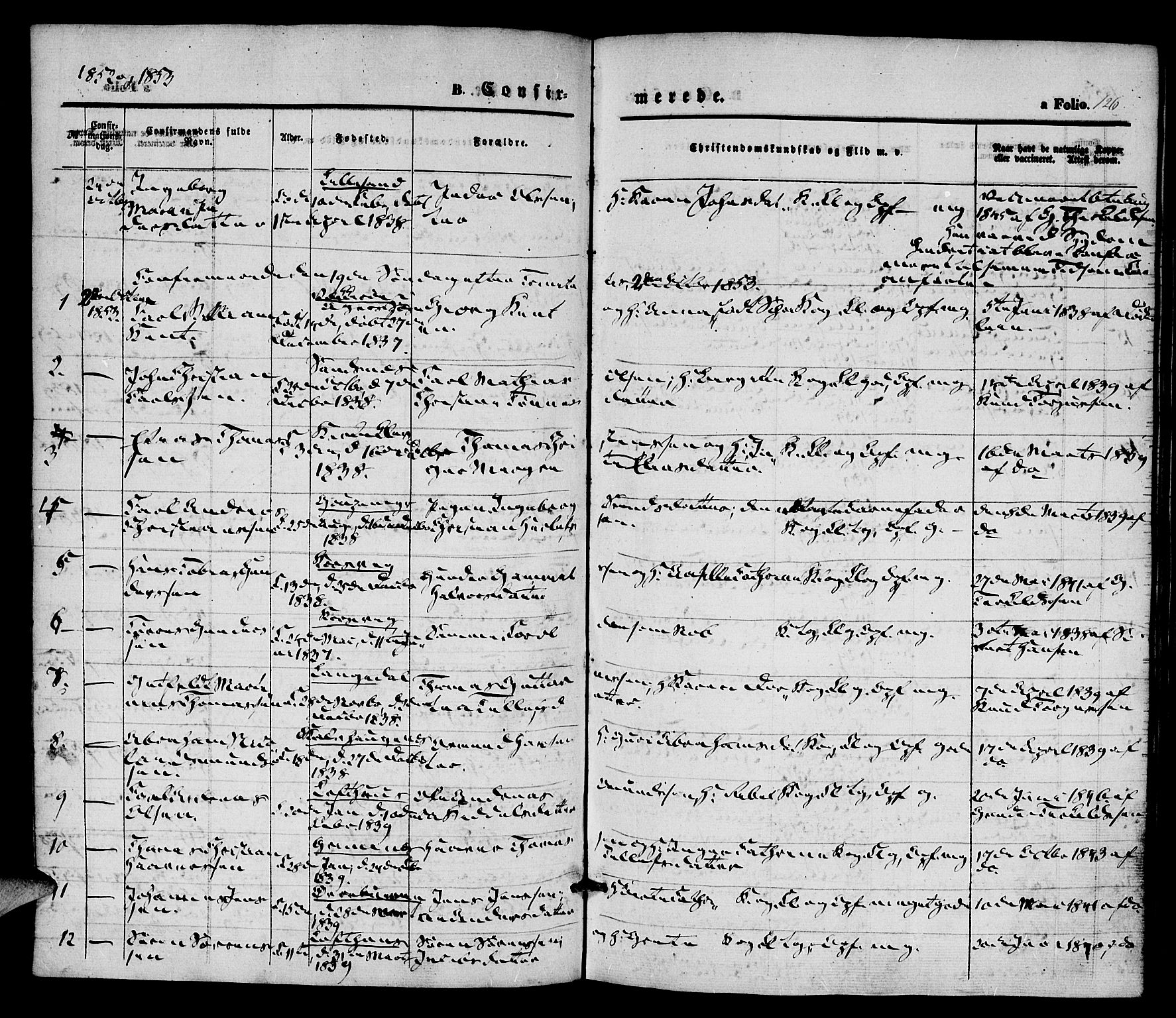 Vestre Moland sokneprestkontor, SAK/1111-0046/F/Fa/Fab/L0006: Parish register (official) no. A 6, 1850-1858, p. 126