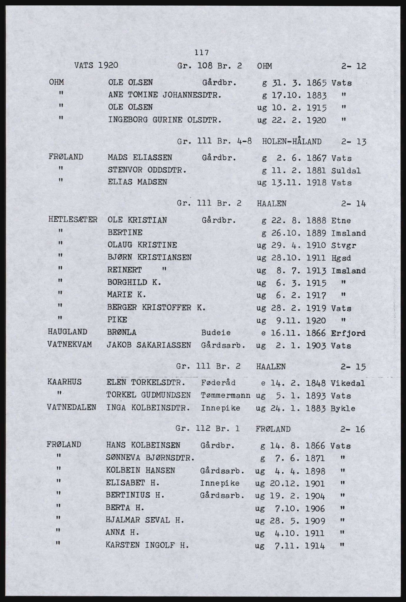 SAST, Copy of 1920 census for the Northern Rogaland, 1920, p. 133