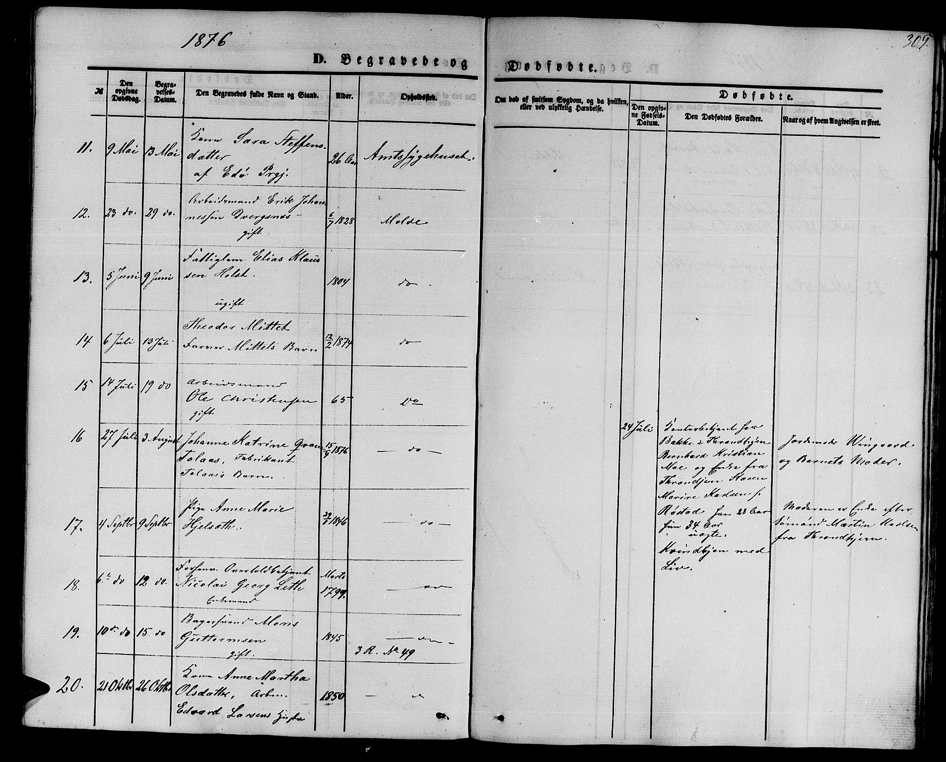 Ministerialprotokoller, klokkerbøker og fødselsregistre - Møre og Romsdal, SAT/A-1454/558/L0701: Parish register (copy) no. 558C02, 1862-1879, p. 309