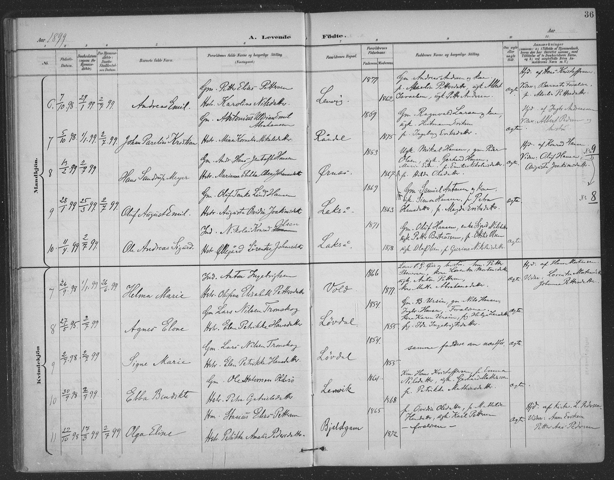 Ministerialprotokoller, klokkerbøker og fødselsregistre - Nordland, SAT/A-1459/863/L0899: Parish register (official) no. 863A11, 1897-1906, p. 36