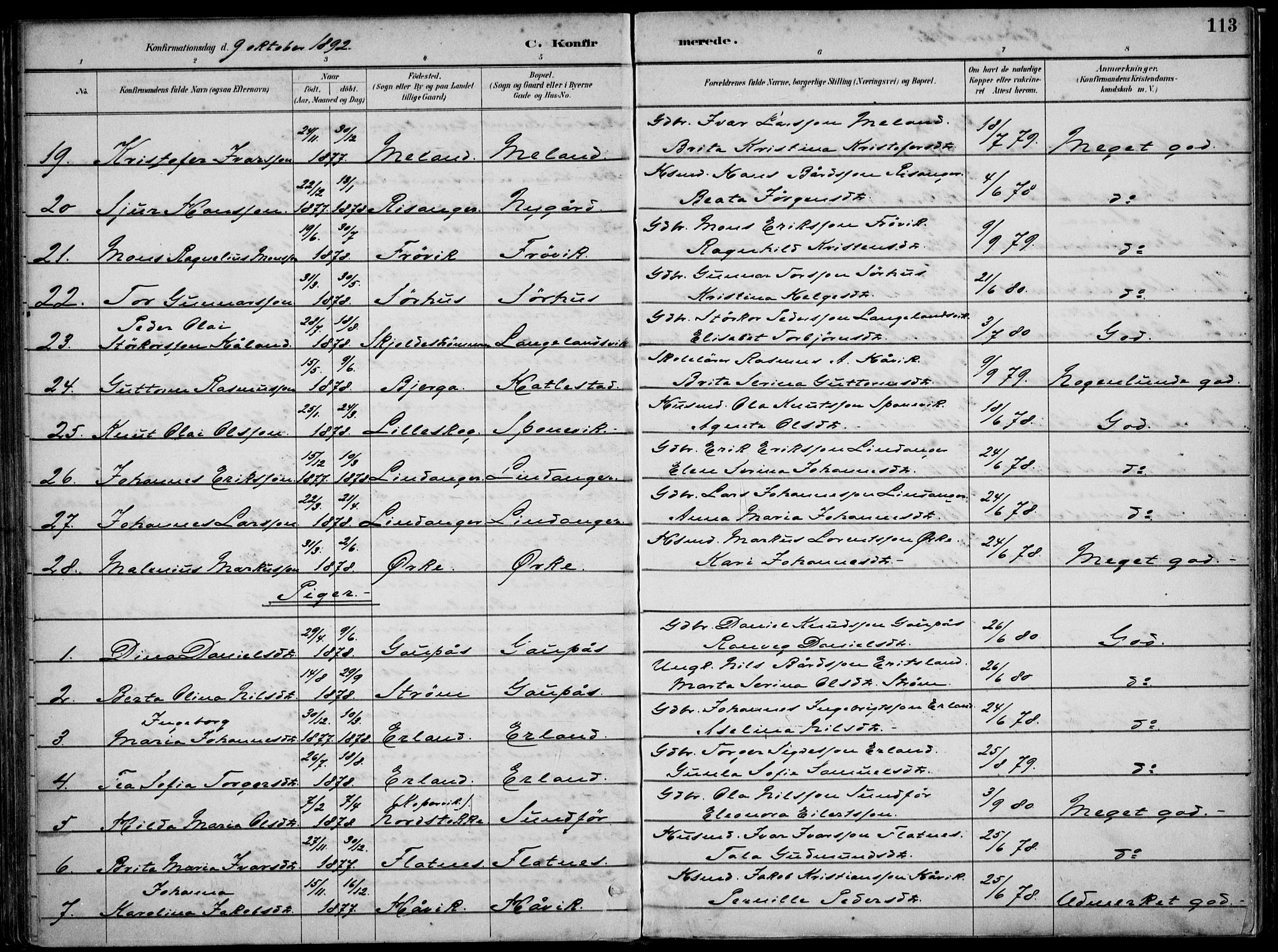 Skjold sokneprestkontor, AV/SAST-A-101847/H/Ha/Haa/L0010: Parish register (official) no. A 10, 1882-1897, p. 113