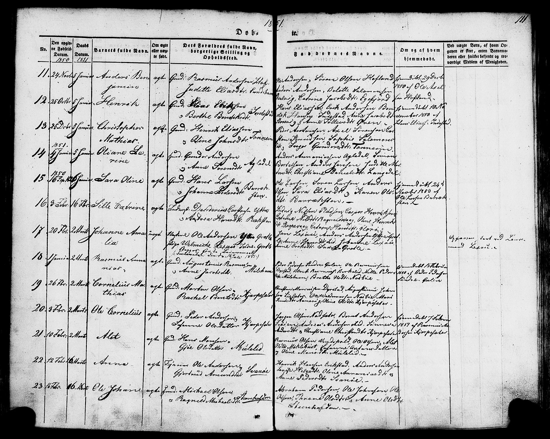 Kinn sokneprestembete, AV/SAB-A-80801/H/Haa/Haaa/L0005: Parish register (official) no. A 5, 1841-1857, p. 111