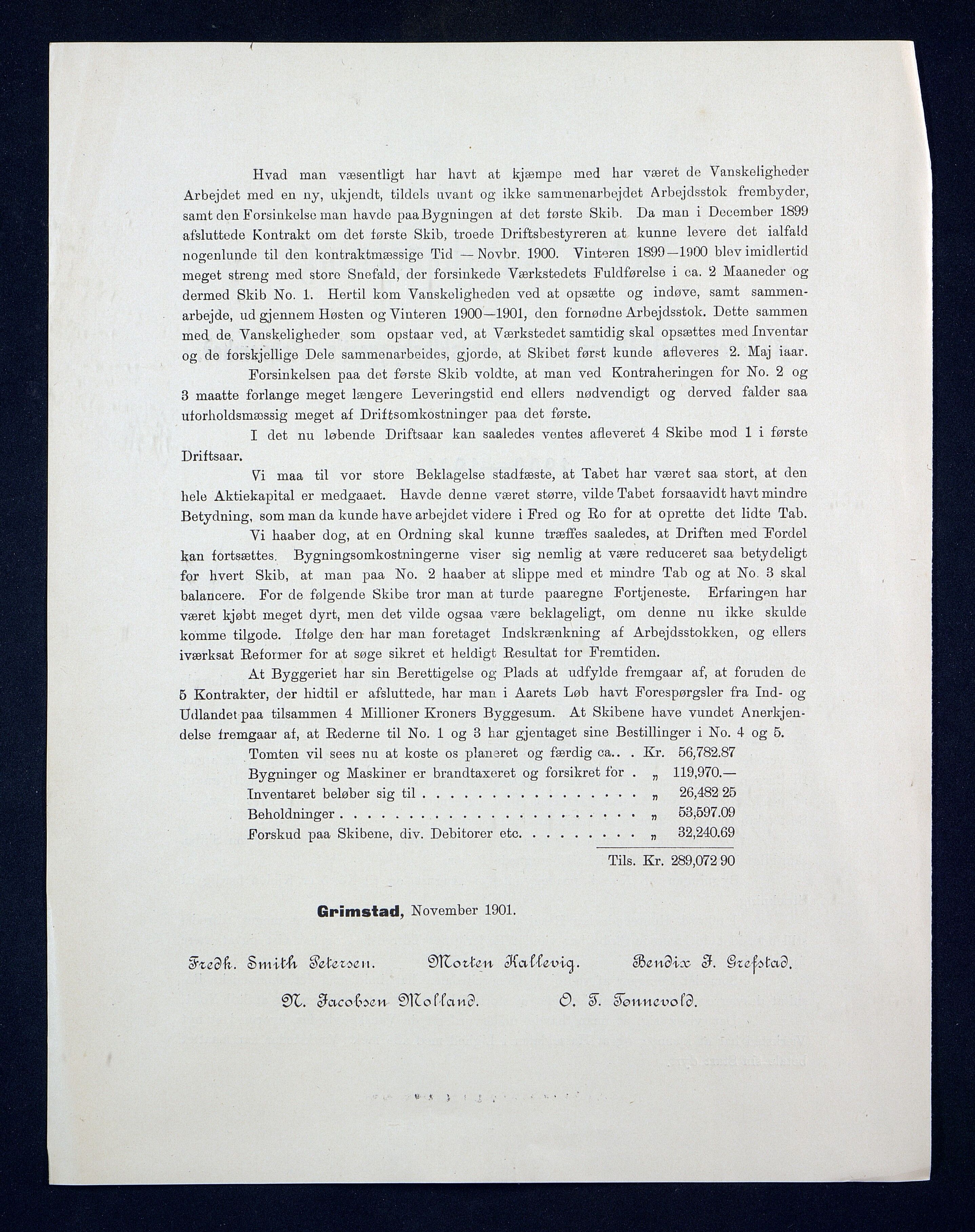 Grefstad & Herlofson, AAKS/PA-1127a/B/02/L0009: 58. A/S Hasseldalen Jernskibsbyggeri, 1899-1907