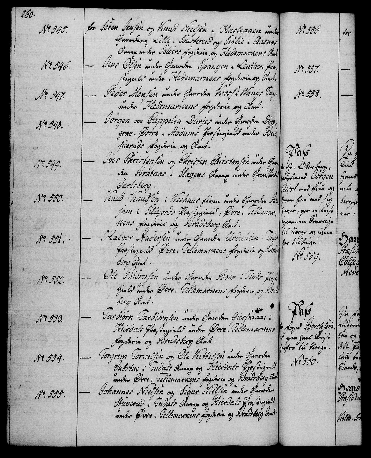 Rentekammeret, Kammerkanselliet, AV/RA-EA-3111/G/Gg/Gga/L0016: Norsk ekspedisjonsprotokoll med register (merket RK 53.16), 1794-1800, p. 260