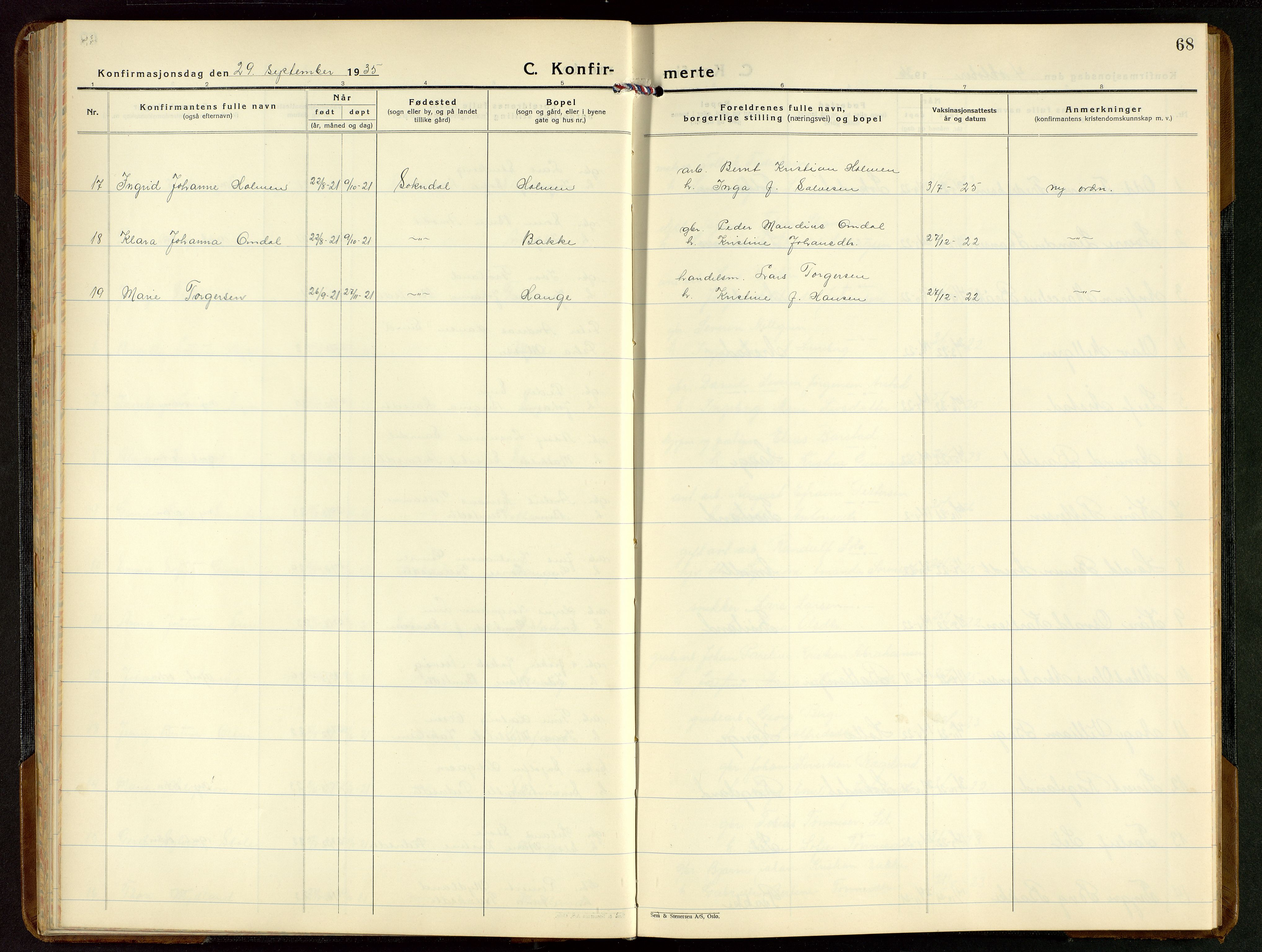 Sokndal sokneprestkontor, SAST/A-101808: Parish register (copy) no. B 9, 1935-1949, p. 68