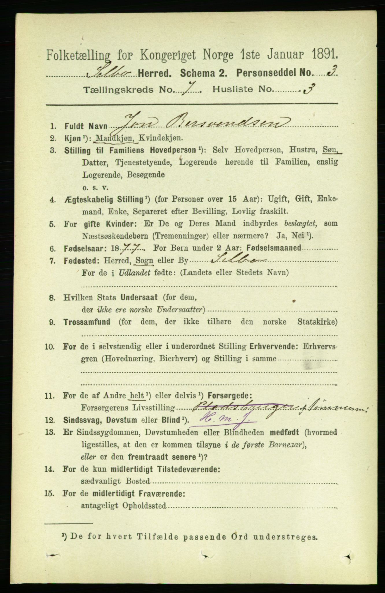 RA, 1891 census for 1664 Selbu, 1891, p. 2585