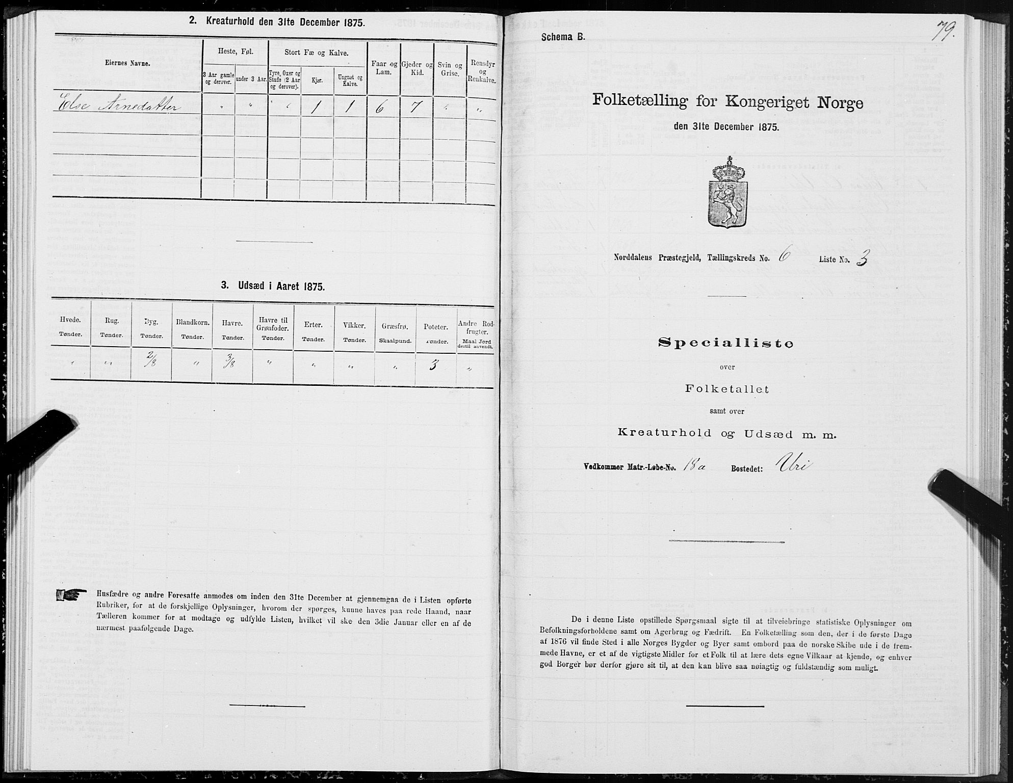 SAT, 1875 census for 1524P Norddal, 1875, p. 3079