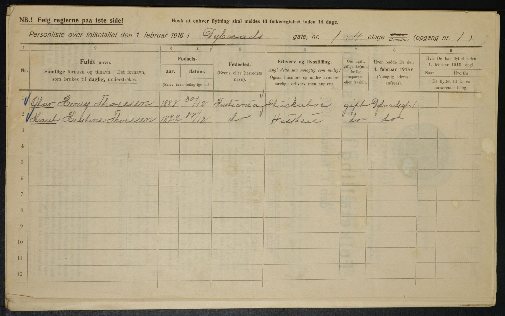 OBA, Municipal Census 1916 for Kristiania, 1916, p. 17519