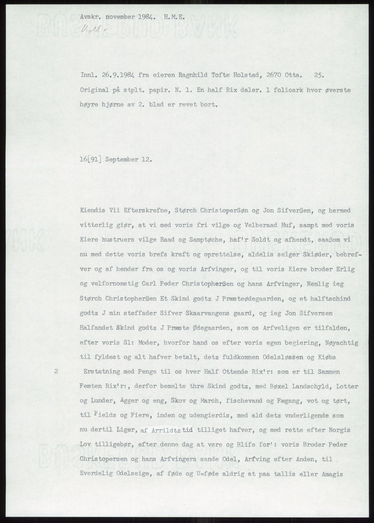 Samlinger til kildeutgivelse, Diplomavskriftsamlingen, AV/RA-EA-4053/H/Ha, p. 326