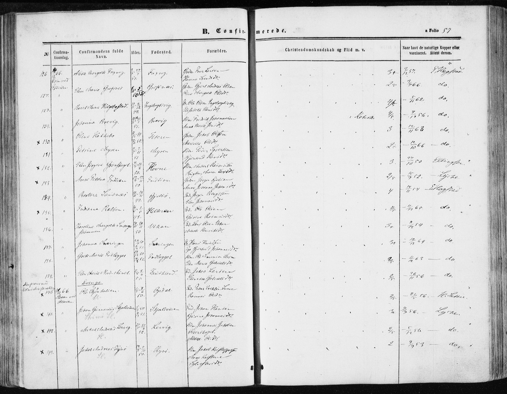 Ministerialprotokoller, klokkerbøker og fødselsregistre - Sør-Trøndelag, SAT/A-1456/634/L0531: Parish register (official) no. 634A07, 1861-1870, p. 57