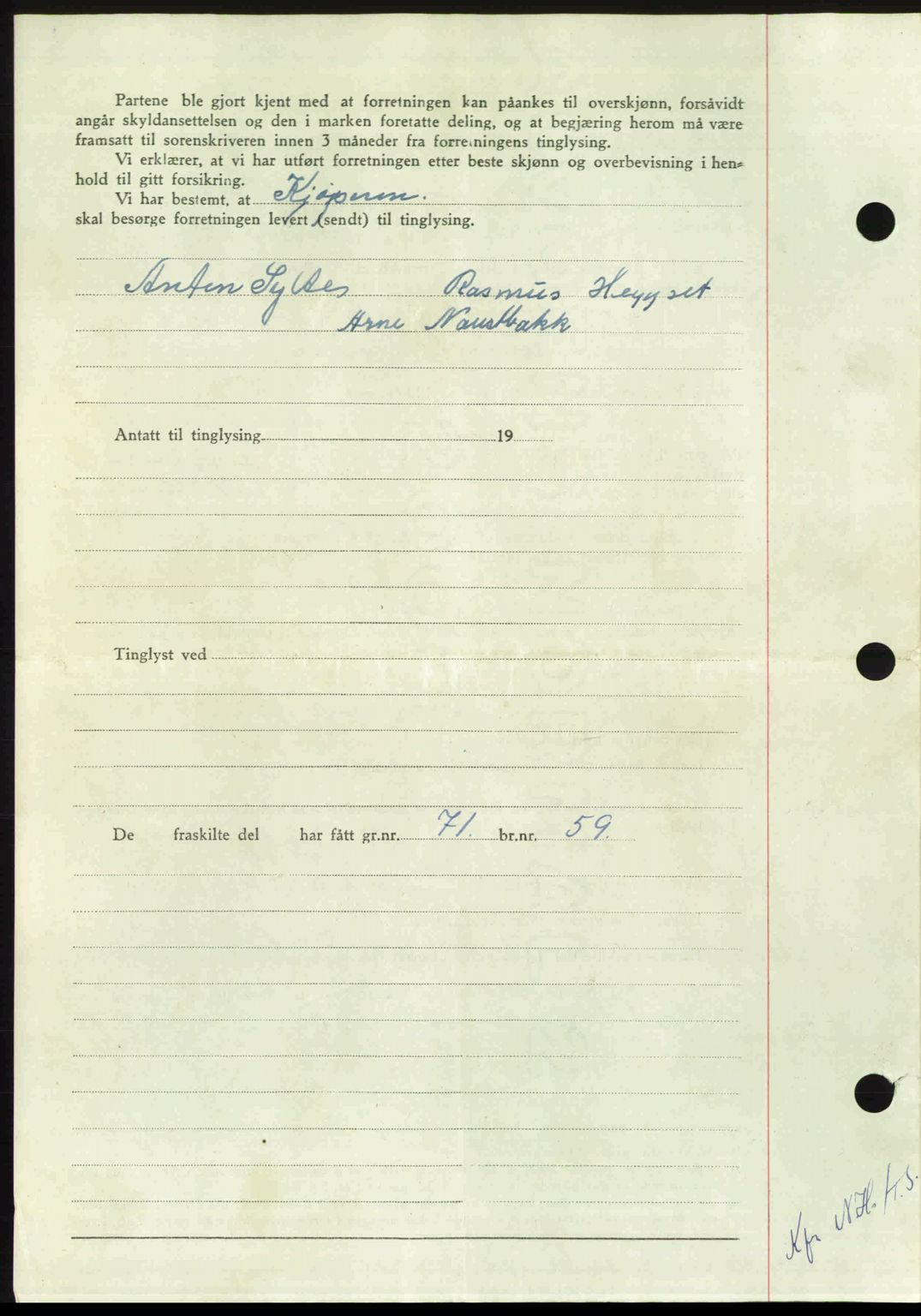 Nordmøre sorenskriveri, AV/SAT-A-4132/1/2/2Ca: Mortgage book no. A105, 1947-1947, Diary no: : 1867/1947