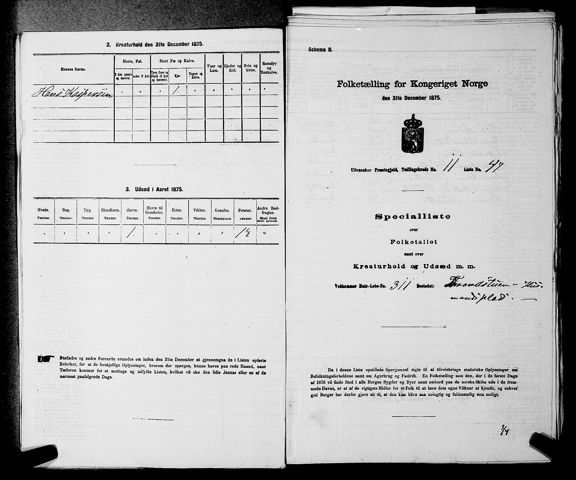 RA, 1875 census for 0235P Ullensaker, 1875, p. 1569