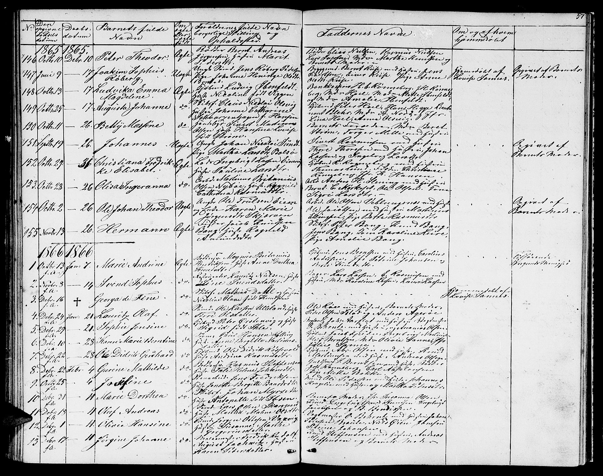 Ministerialprotokoller, klokkerbøker og fødselsregistre - Møre og Romsdal, SAT/A-1454/529/L0464: Parish register (copy) no. 529C01, 1855-1867, p. 57