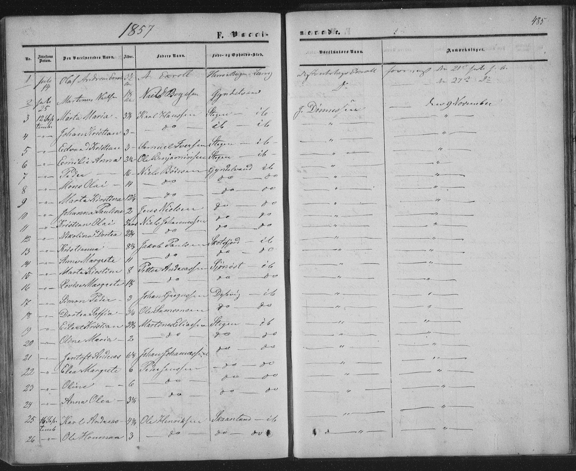 Ministerialprotokoller, klokkerbøker og fødselsregistre - Nordland, AV/SAT-A-1459/855/L0800: Parish register (official) no. 855A08, 1852-1864, p. 485