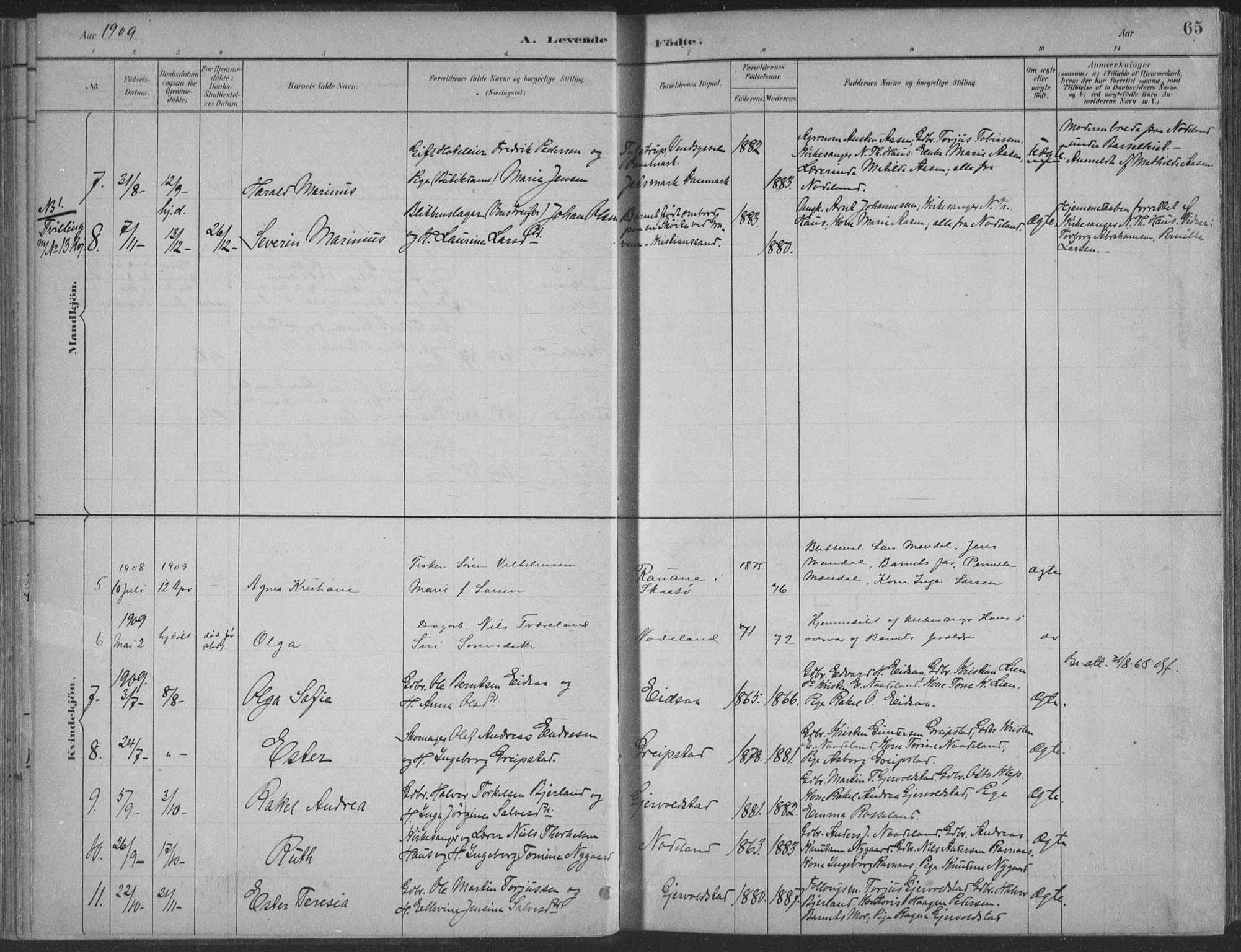 Søgne sokneprestkontor, AV/SAK-1111-0037/F/Fa/Faa/L0003: Parish register (official) no. A 3, 1883-1910, p. 65