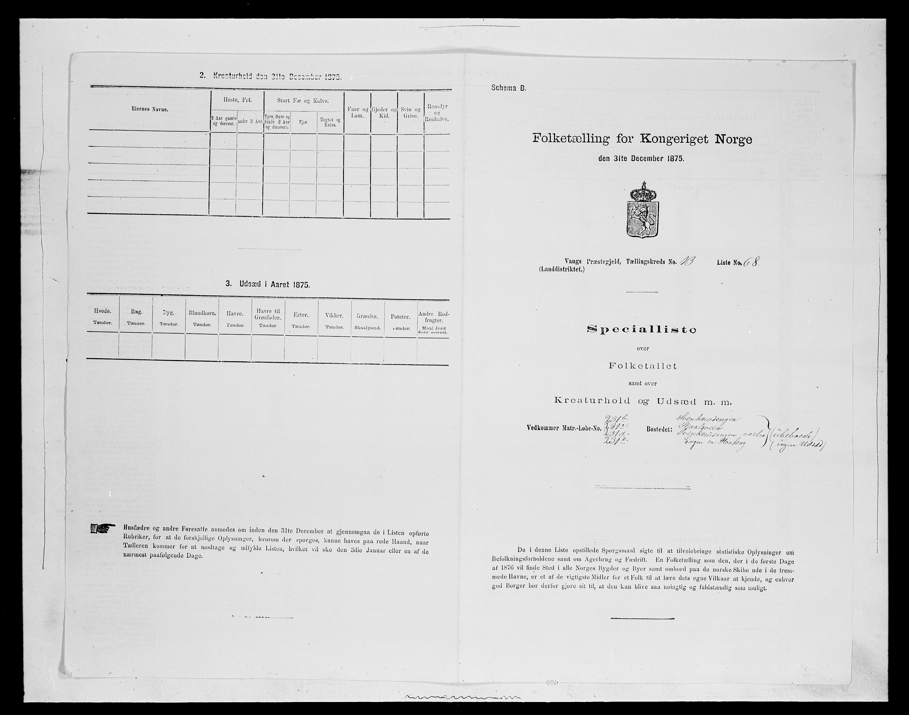 SAH, 1875 census for 0414L Vang/Vang og Furnes, 1875, p. 2966