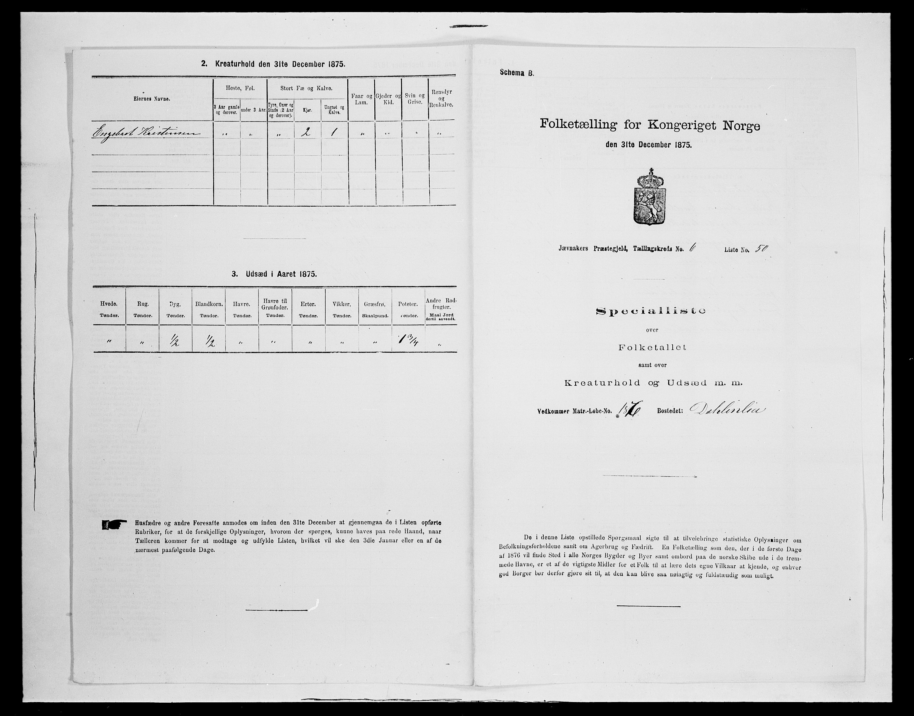 SAH, 1875 census for 0532P Jevnaker, 1875, p. 1122