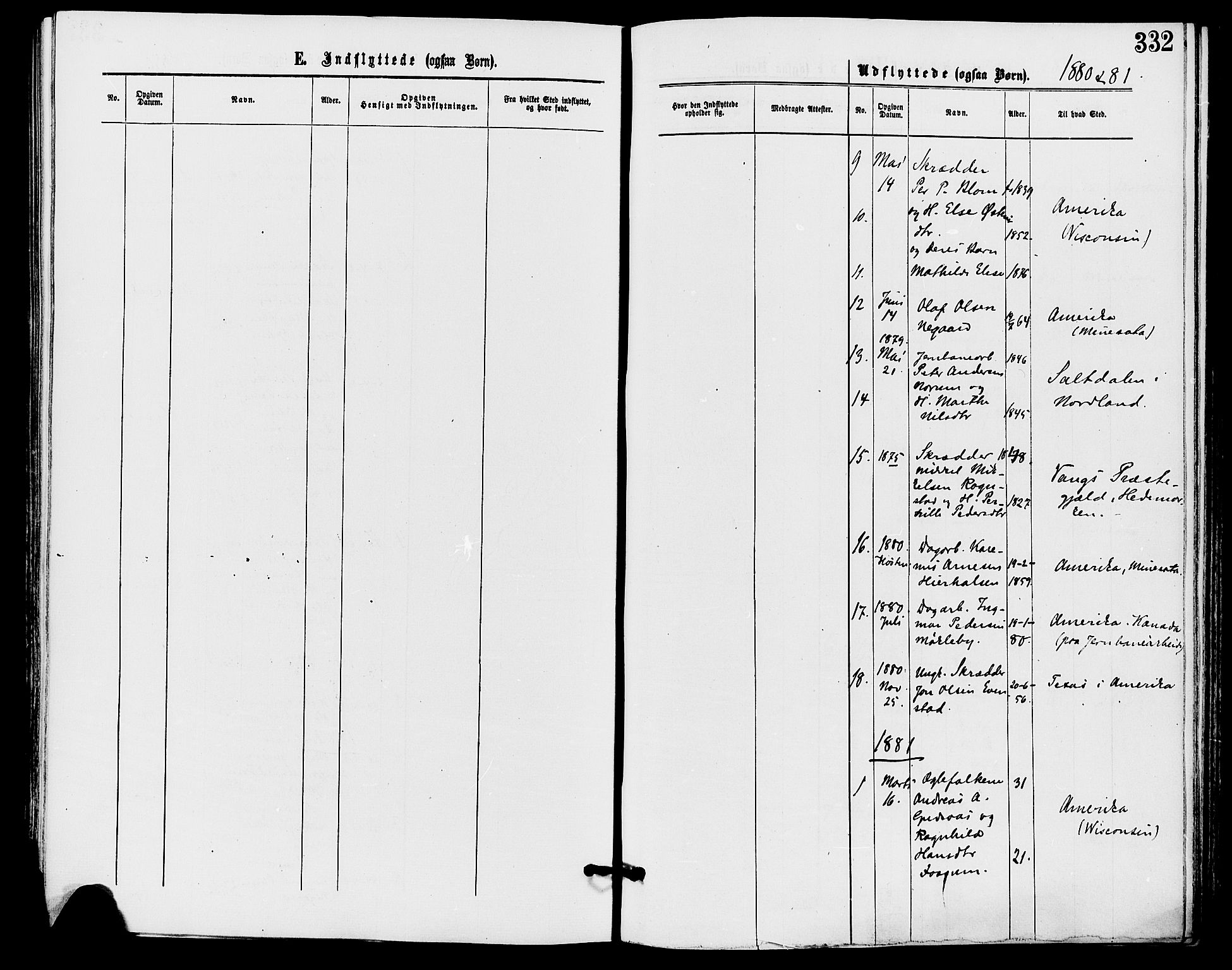 Stor-Elvdal prestekontor, SAH/PREST-052/H/Ha/Haa/L0001: Parish register (official) no. 1, 1871-1882, p. 332