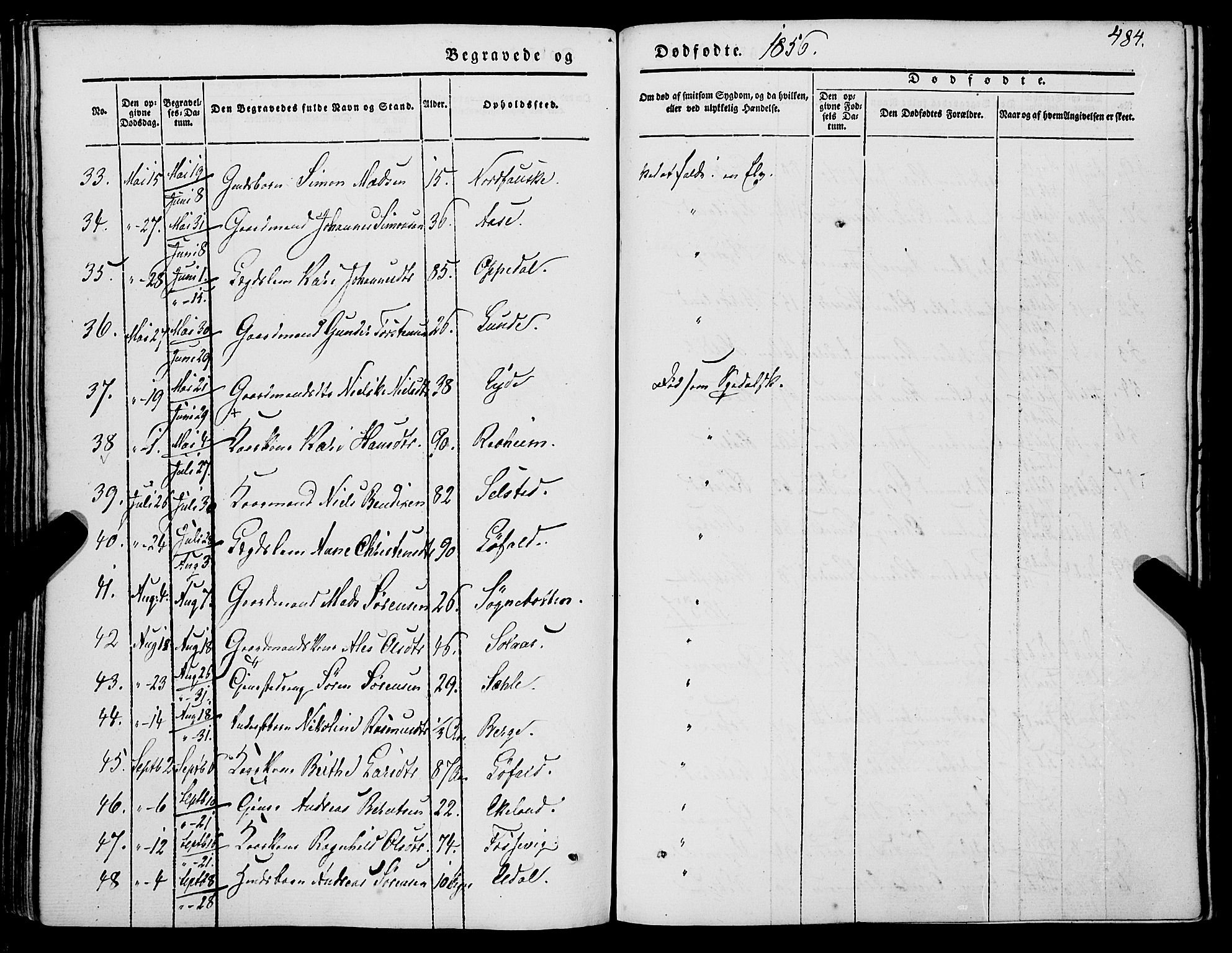 Gaular sokneprestembete, SAB/A-80001/H/Haa: Parish register (official) no. A 4II, 1841-1859, p. 484